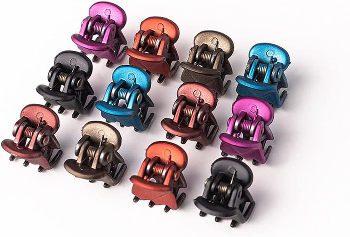 50 Pieces Mini Hair Clips for Women Girls Small Hair Clips Small Claw Clips Tiny Acrylic Pine Clips with Transparent Box (Matte Multicolours)