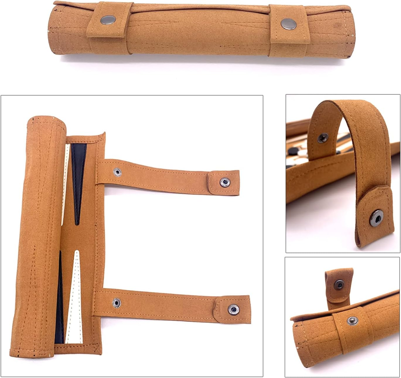 Genuine Leather Roll-Up Travel Backgammon Game, Foldable Chess Board, Portable, Lightweight, Multiplayer, Age 18+ image number 5