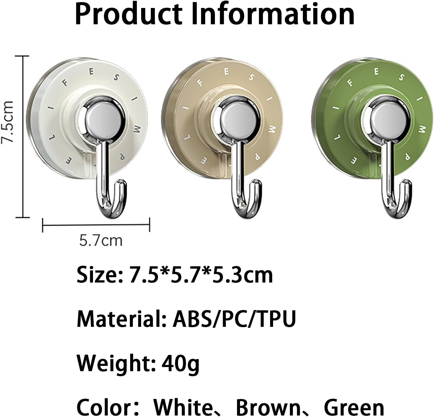Aofly 3 Pcs Suction Cup Hooks, Key Holder Wall Mount, Door Hanger, Waterproof Wall Hooks for Shower Towel, Coat, Key, Hat, Reusable Vacuum Suction Hooks for Bathroom Kitchen (Brown)