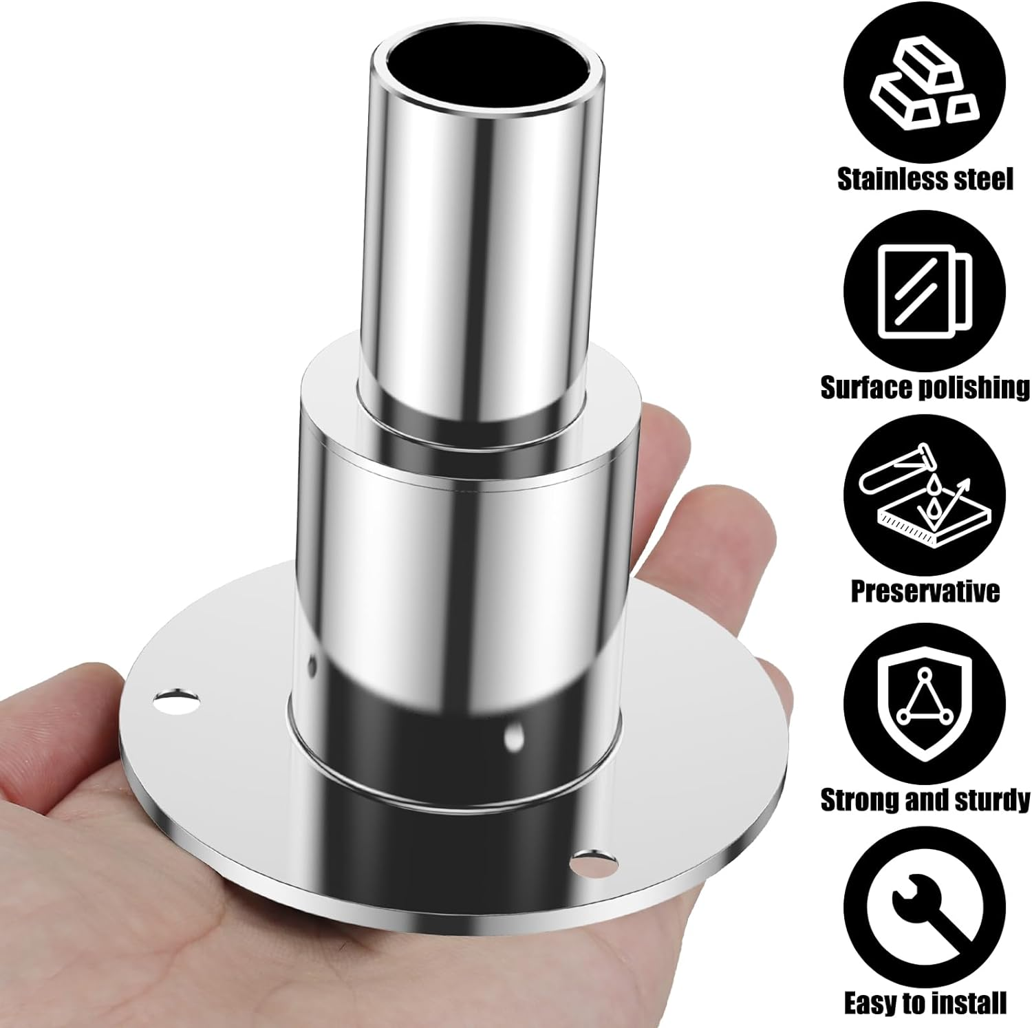 Straight Thru Hull Exhaust Skin 24Mm/0.94 Inch, 316 Stainless Steel Diesel Heater Exhaust Skin Fitting for Tube Pipe Socket Hardware for Diesel Parking Heaters Boat Marine Car Truck(Silver) image number 5