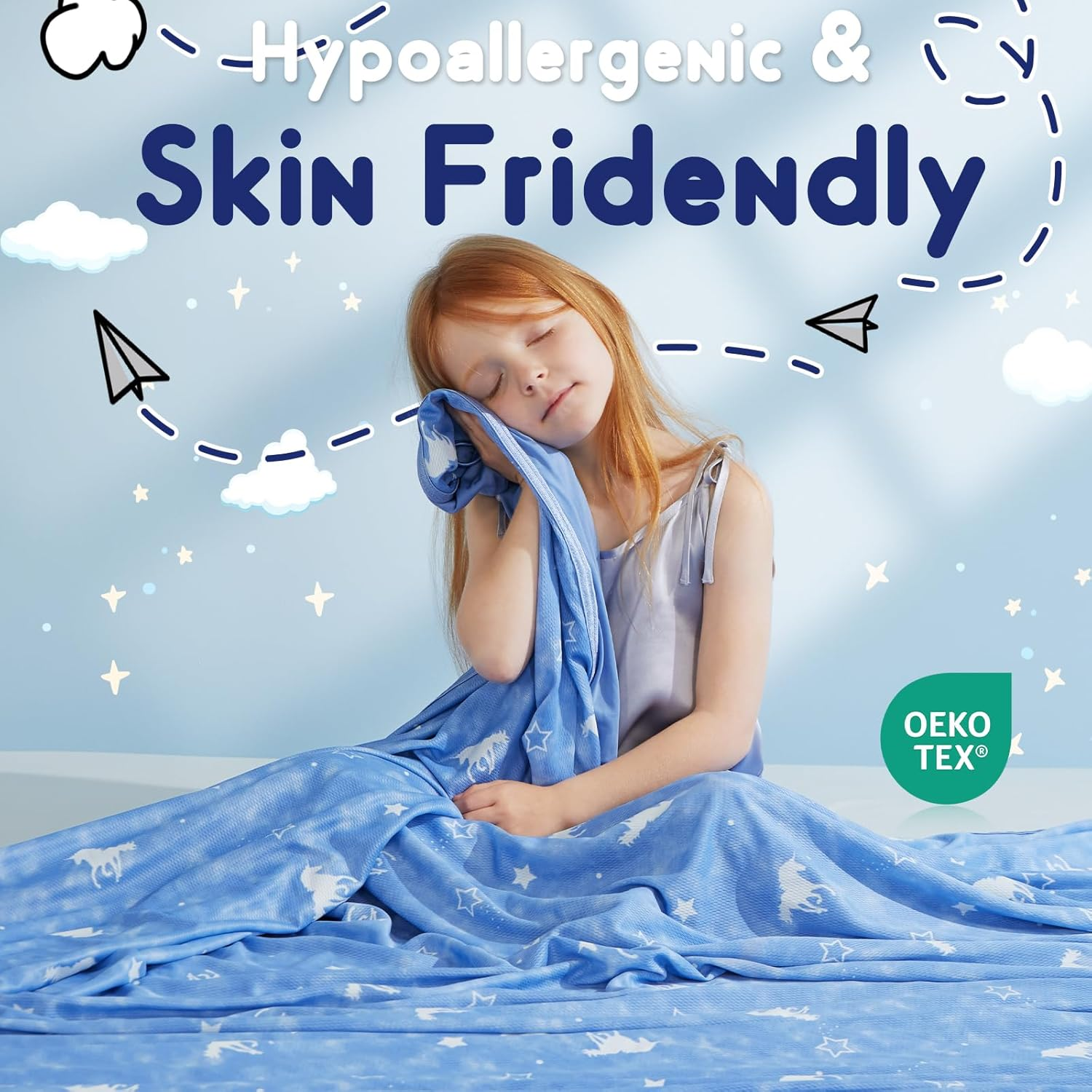 Elegear Kids Cooling Blanket, Glow in the Dark, Q-Max>0.5 Arc-Chill 3.0 Cool Fabric, 150X200CM