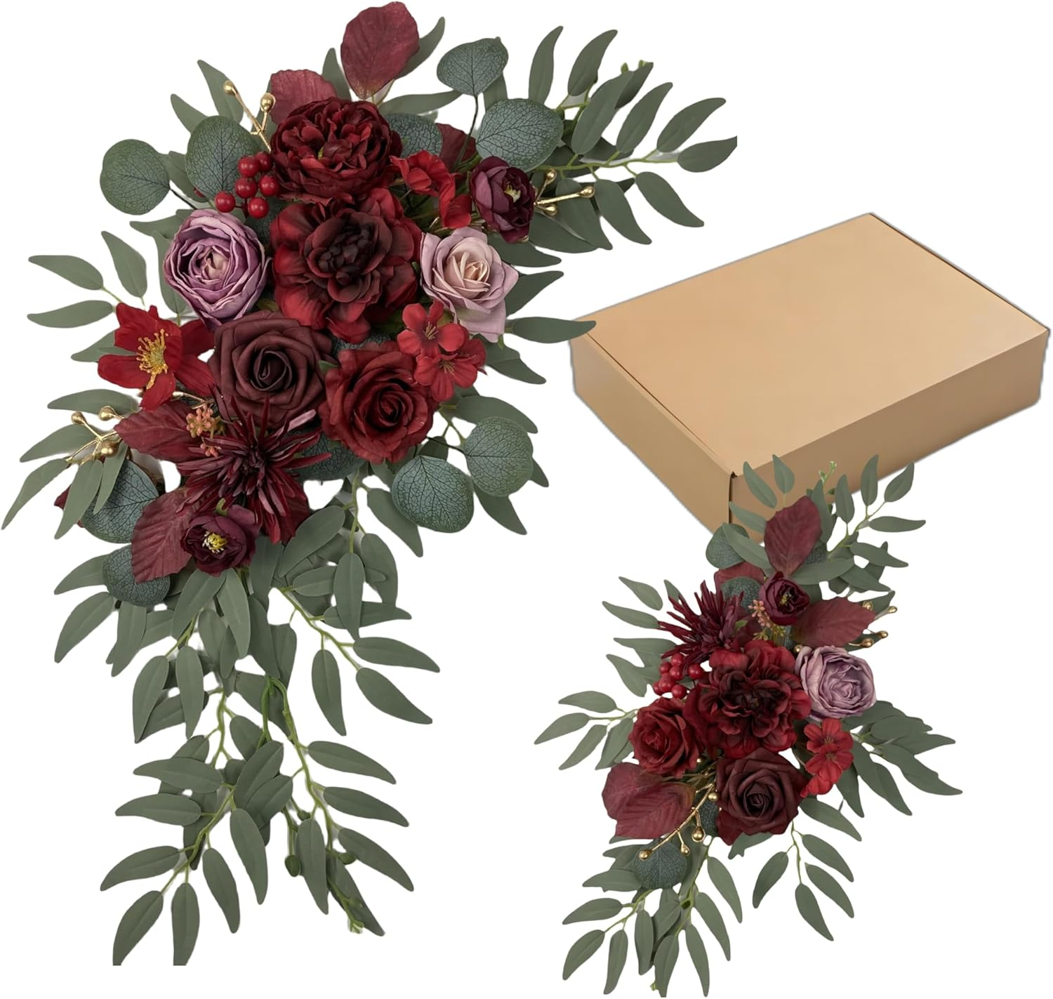 Artificial Flowers Silk Upgraded Swag Set for Wedding Arch Anniversary Welcome Sign Celebration Reception Floral Party Engagement Chair Floral Backdrop Decorations (Peach Pink)