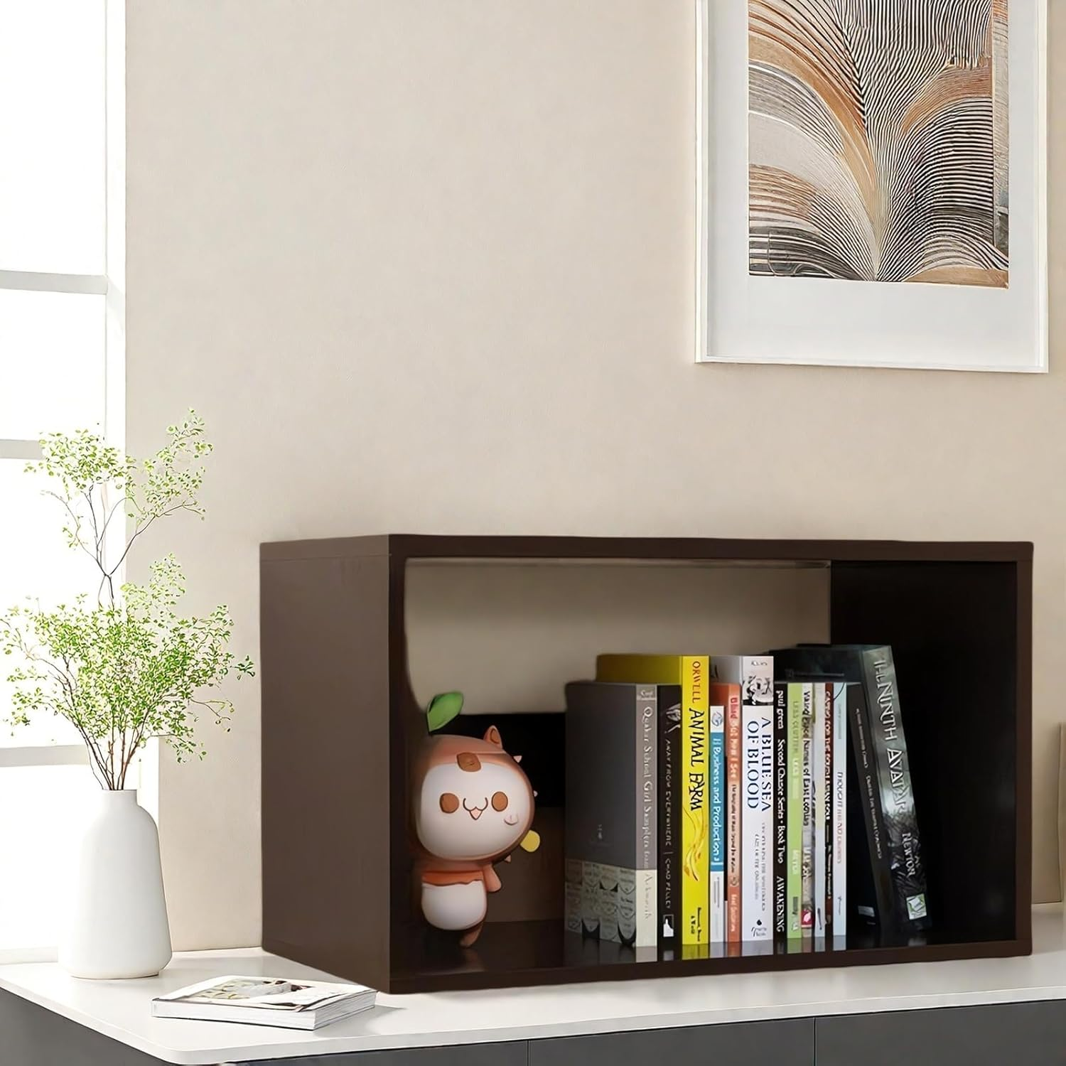 Modern Stackable Storage Cube Organiser, Bookshelf Display Unit, Bookcase A210 (White)