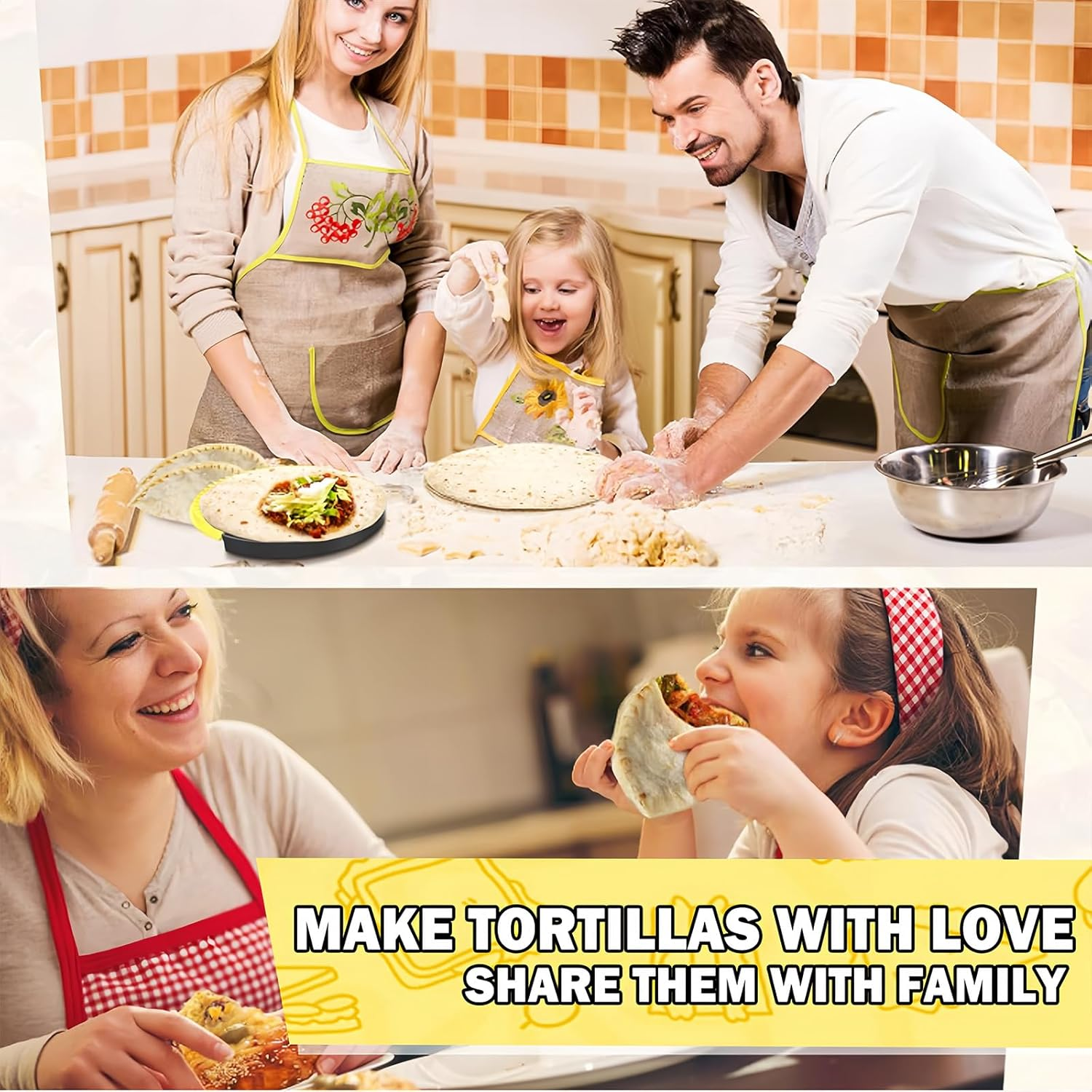 3-In-1 Tortilla Sealer & Crimper, Detachable Design for 6"-8"-10" Wraps, Bpa-Free & Dishwasher Safe - Makes Sealed Quesadillas, Tacos, Burritos, Dumplings, Sandwiches & More