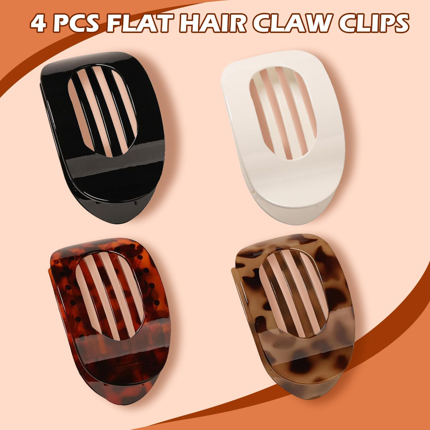 ARWIG 4 Pcs Flat Hair Claw Clips | Curved Womens Hair Clips | Lay Flat Hair Clip | Hair Accessories for Women | Flat Claw Clips for Thick Hair (Colour 1) image number 5