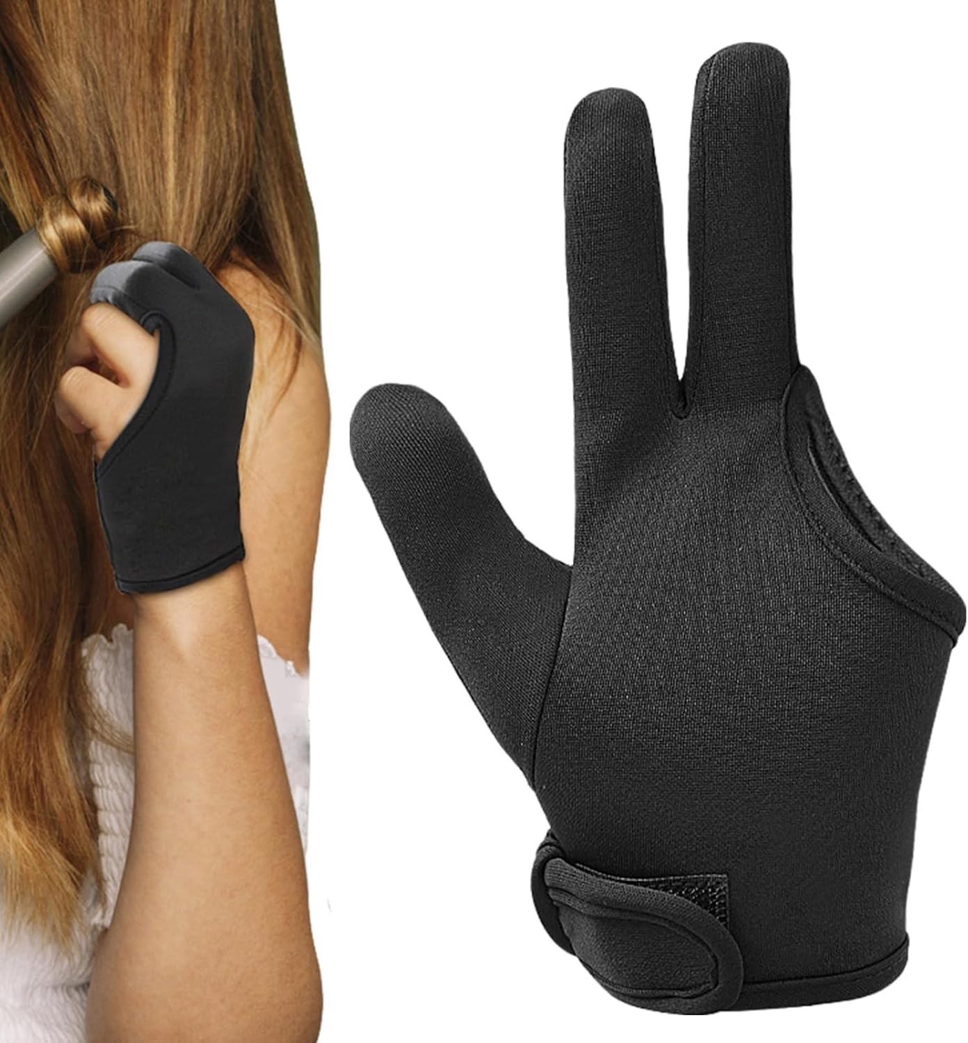 Curling Wand Gloves - 3 Finger Heat Resistant Elastic Mittens Gloves | Machine Washable Comfortable Professional Hair Styling Tools for Hair Straighteners