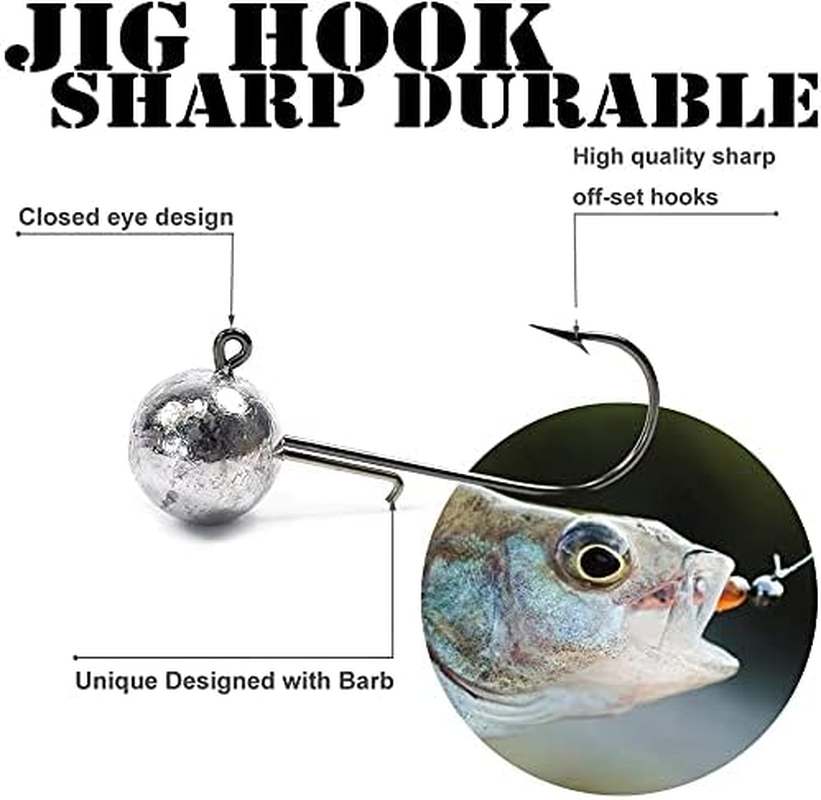 Lead Jig Head Soft Lure Fishing Bait Hook for Saltwater Freshwater