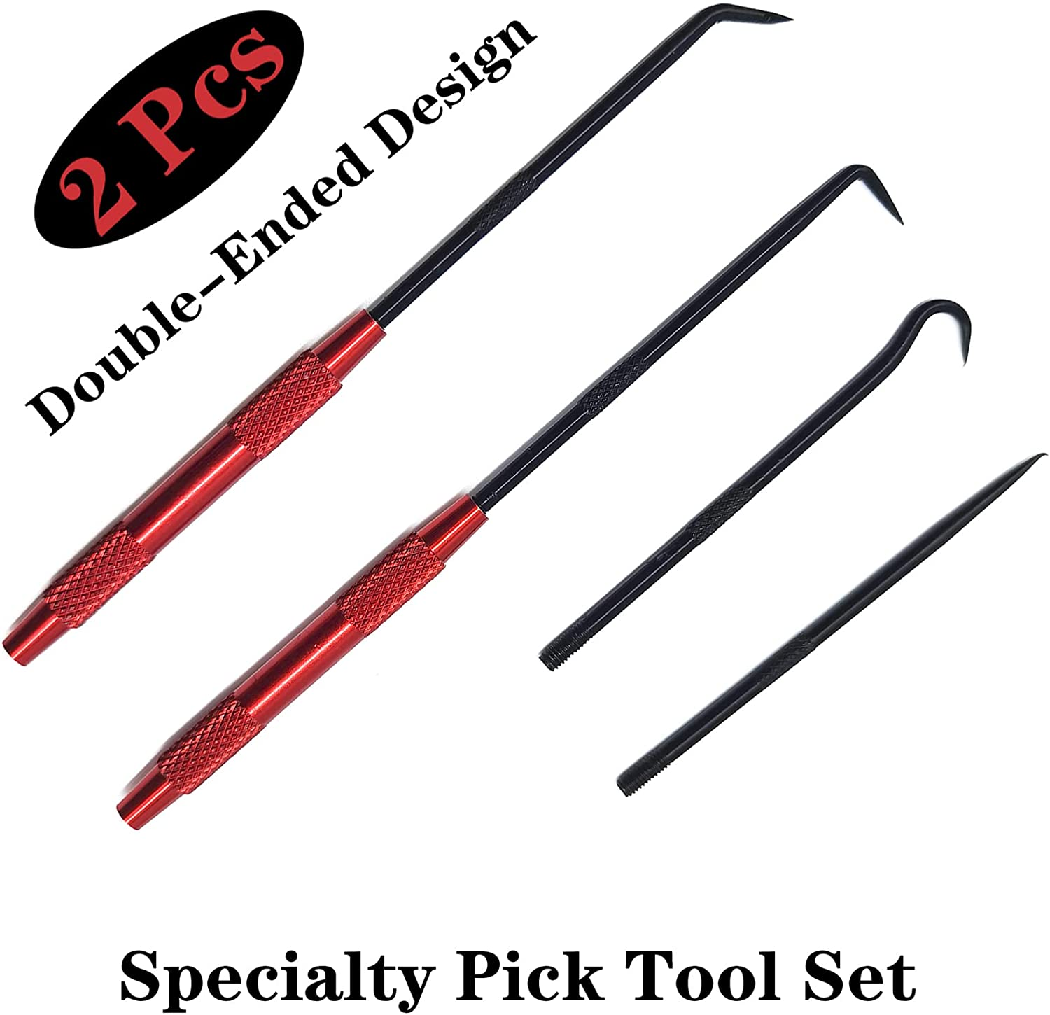 QISF 2PCS Precision Pick and Hook Set Double Side Hand Tool,Car Auto Oil Seal/O-Ring Seal Gasket Pick Mini Precision Hooks Puller Remover