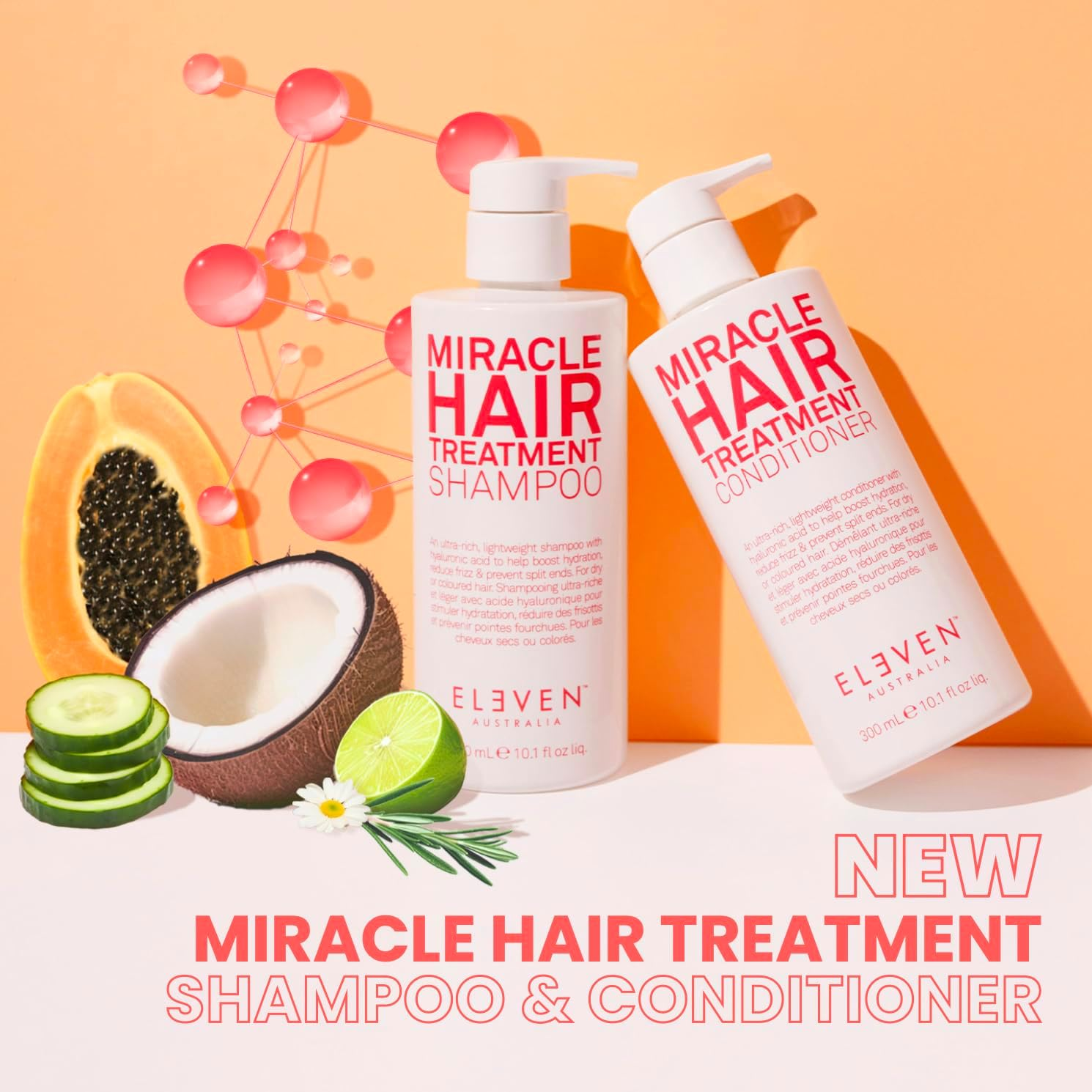 ELEVEN Australia Miracle Hair Treatment Shampoo, 300Ml, Liquid, All Hair Types, Hydrating, Frizz Control, Split End Prevention image number 1