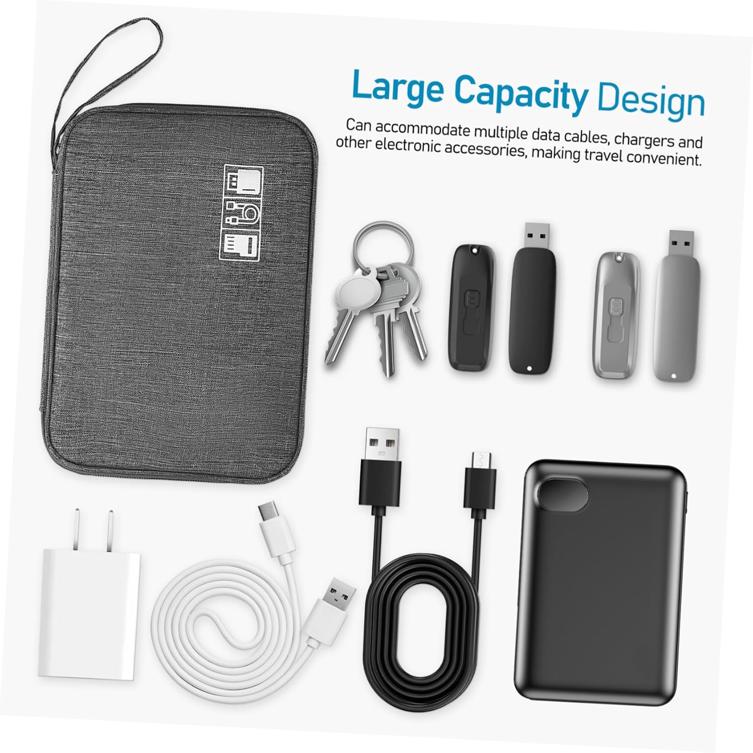 PHENOFICE 2Pcs Ultralight Cable Bag Pouch Travel Pouch Bag for Earphone Organizer Data Line Storage Digital Accessories Organizer image number 4