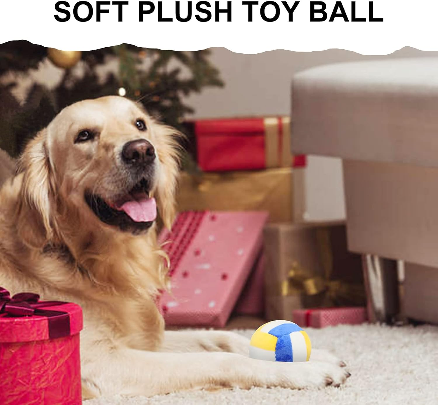 Interactive Dog Balls, 2 Pack Plush Squeaky Dog Toys Balls for Dogs, Football Volleyball Dog Toy Ball Indoor Outdoor Sports Stuffed Puppy Toy for Small Medium Dog(Football+Volleyball) image number 6