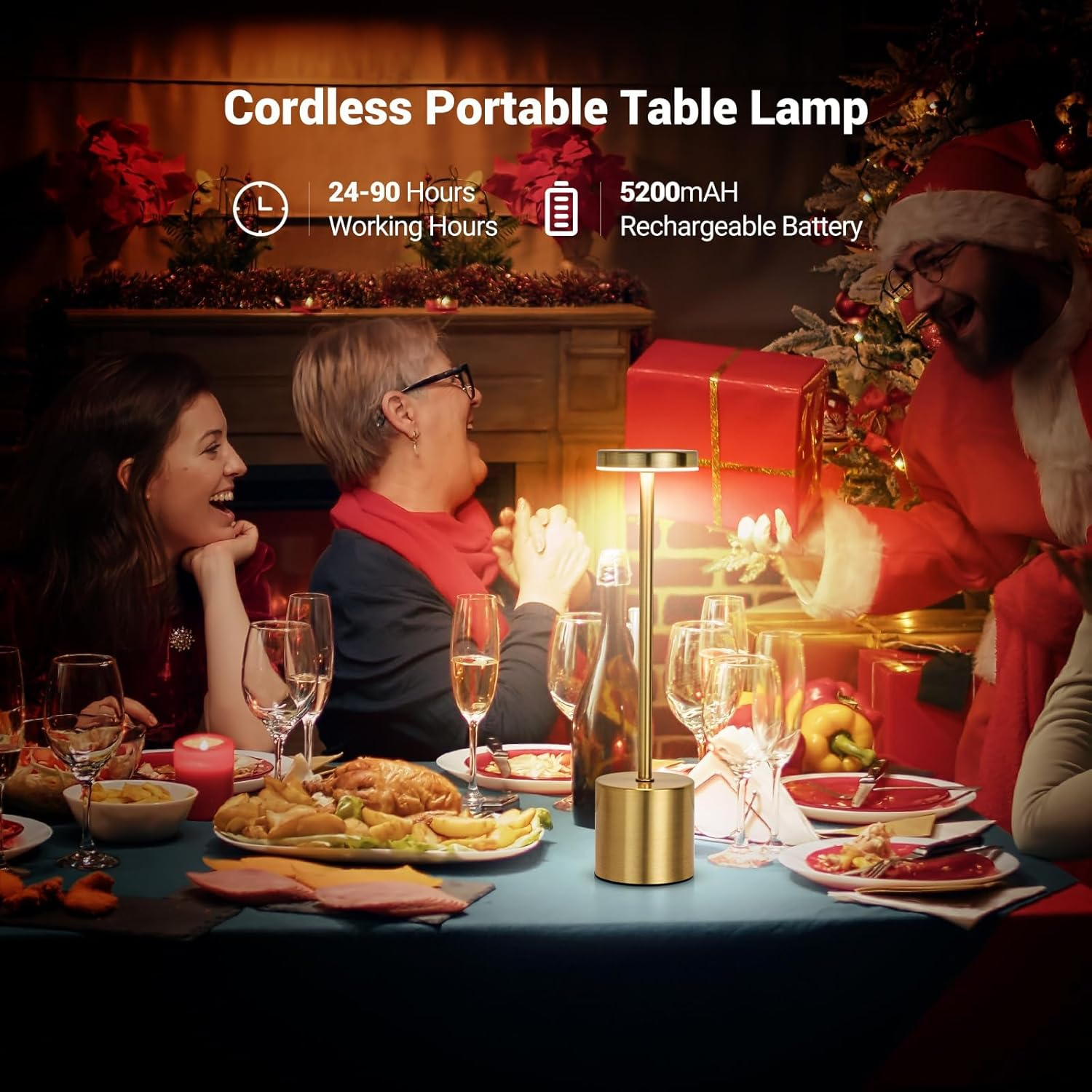 Gold Cordless Table Lamp Set of 2, Rechargeable 5200Mah Battery Operated Touch Desk Lamp, 3 Color Stepless Dimming up Bedside Lamps, Portable LED Small Desk Light for Bedroom/Restaurant Lighting image number 6