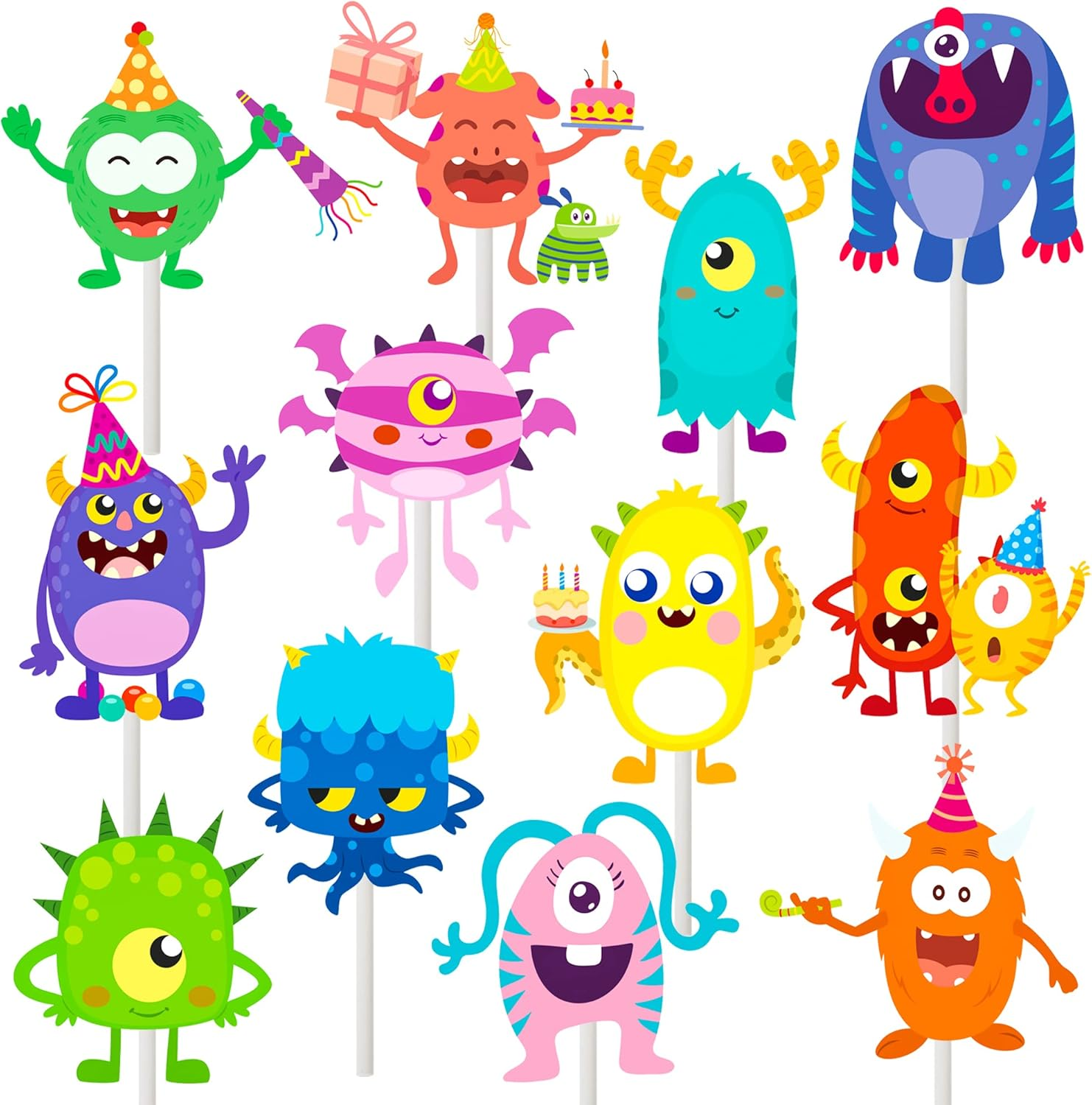 36 Pack Little Monsters Cupcake Decorating Little Monsters Party Decorations Cute Cupcakes Decorating Monsters Themed Birthday Party Supplies&hellip; image number 2