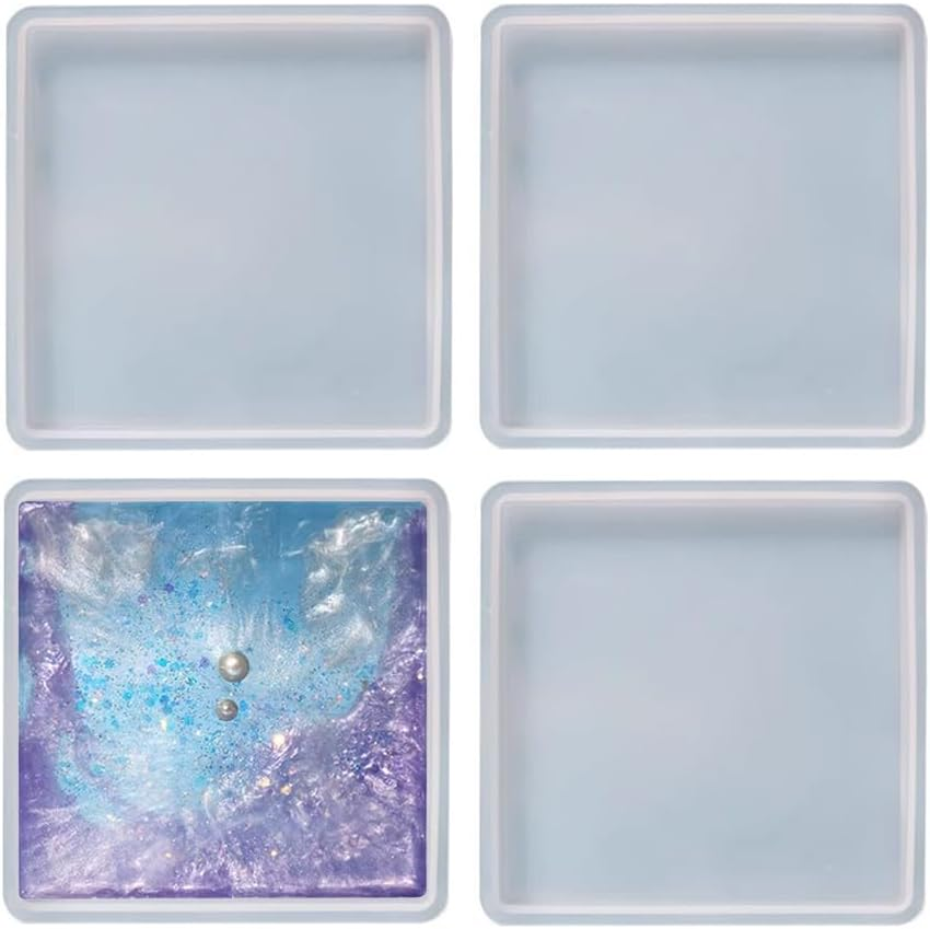 AIMALL Coaster Resin Casting Mould Epoxy Mold Silicone Craft DIY Jewelry Agate Making - Durable & Transparent Design Easy Release