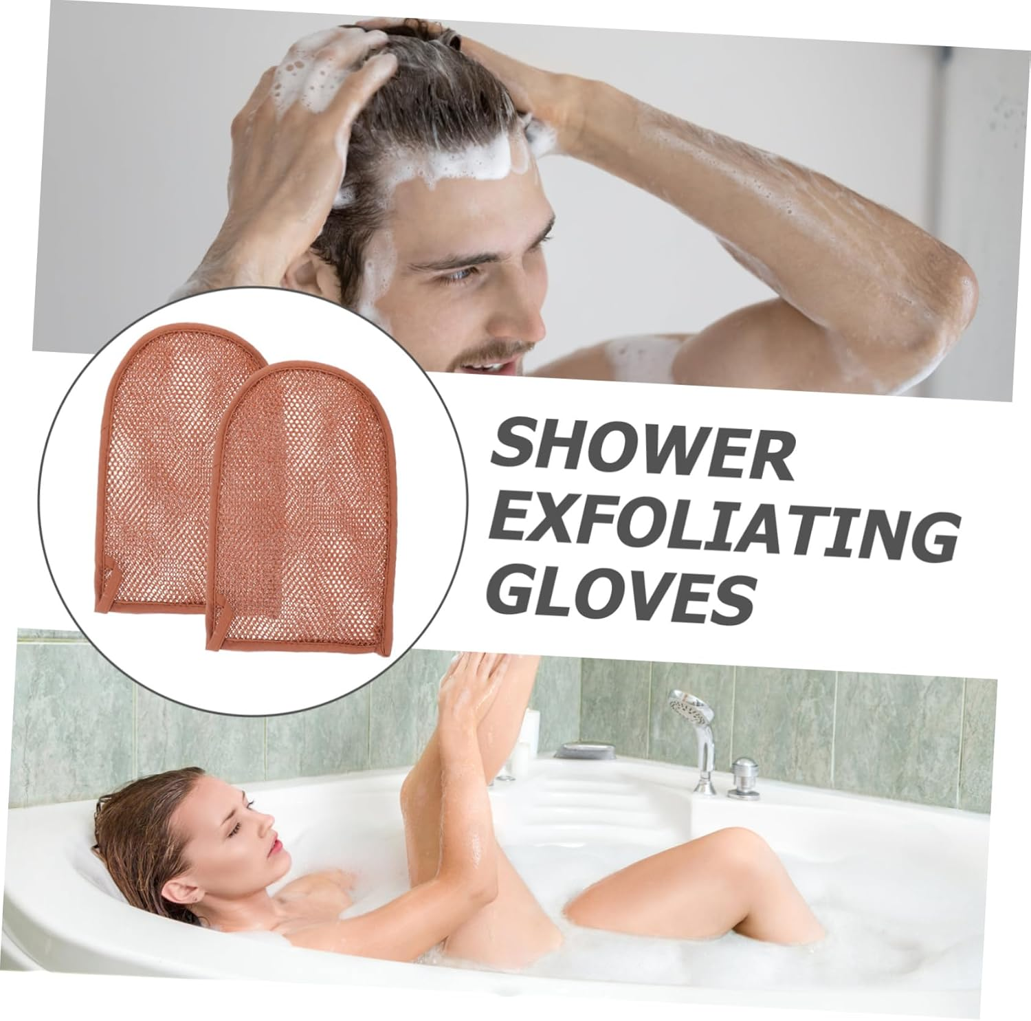 LIFKOME 2Pcs Exfoliating Gloves for Shower Scrubber Mitts Deep Exfoliating Mittens for Body Care Comfortable Bathing Suitable for Home Travel Use image number 1