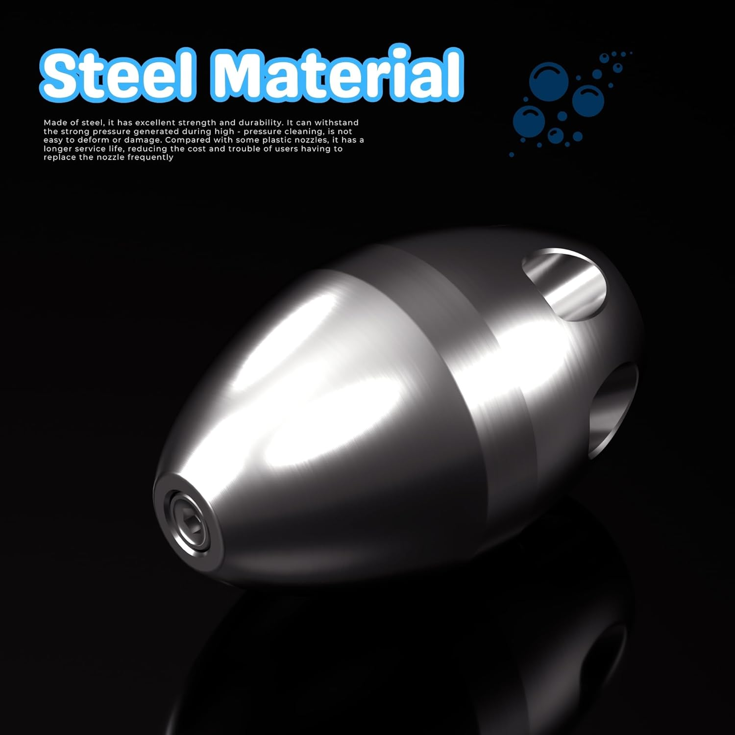 3/8'' Sewer Jetter Nozzle, High-Pressure Drain Cleaning Tool for Pressure Washer, Stainless Steel Pressure Washer Pipe Jetter for Drains & Pipes, 40L/Min Flow Rate & 1000Kg Pressure Range image number 4