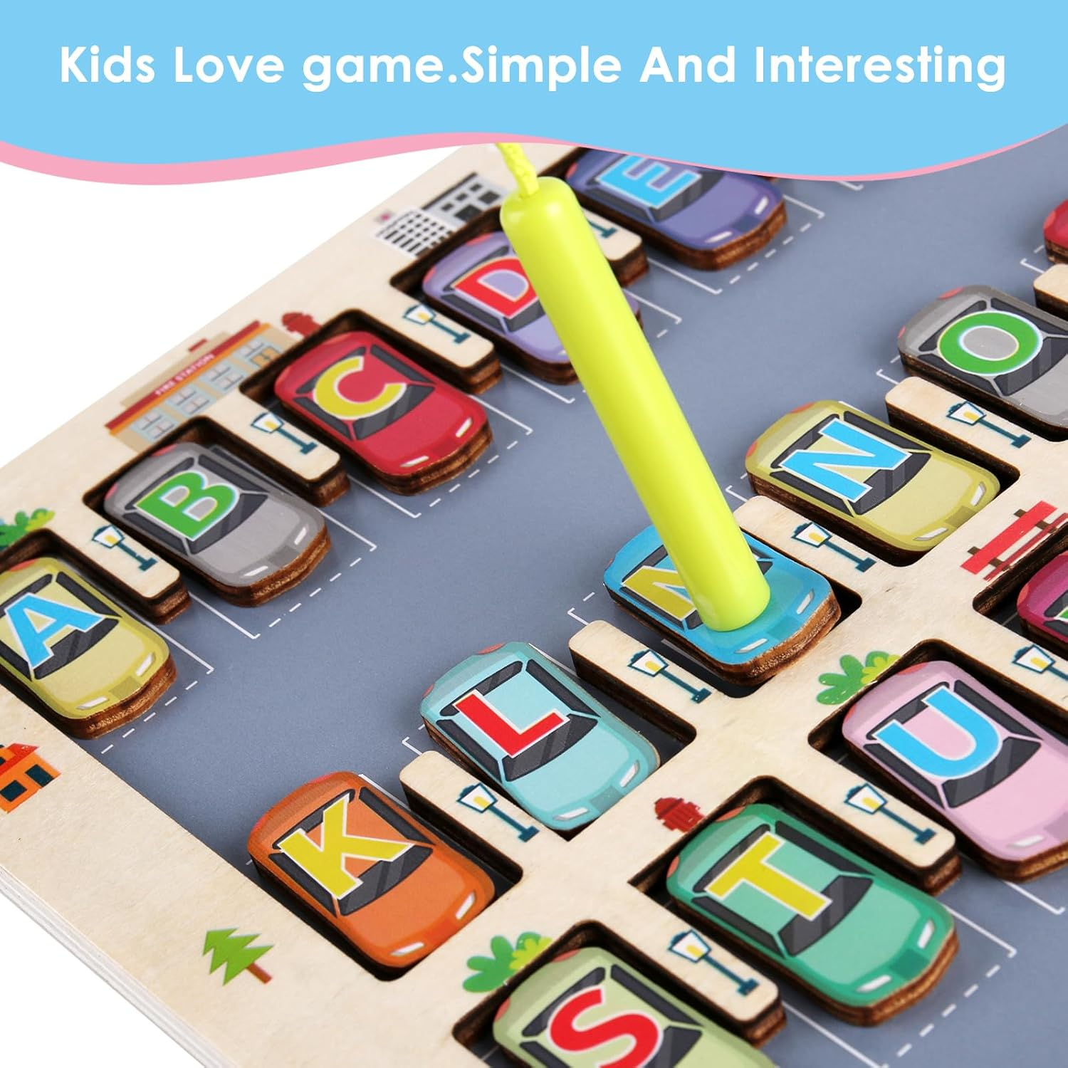 Magnetic Alphabet Maze &ndash; Parking Lot and Alphabet Maze Fun Learning Toys for Toddlers 3-4-6 Years Old ， Puzzle Toys for Letter and Color Recognition, Dexterity image number 6