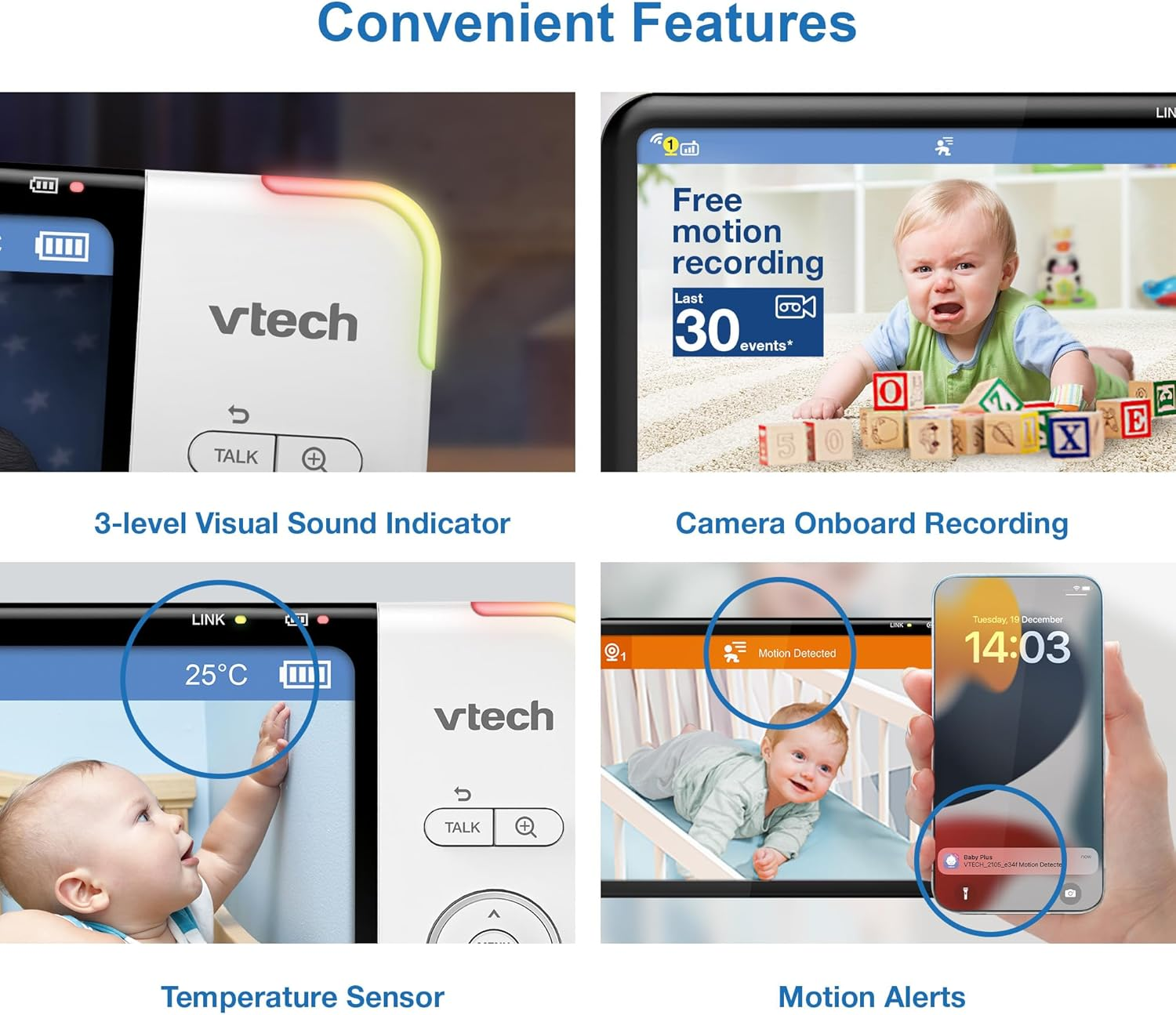 Vtech RM7754HDV2 7&rdquo; 2-Camera Smart HD Video Baby Monitor with Remote Access, Night Light, 2-Way Talk, Soothing Sounds, Temp Sensor & Motion Detection, up to 13 Hours Battery Life image number 2