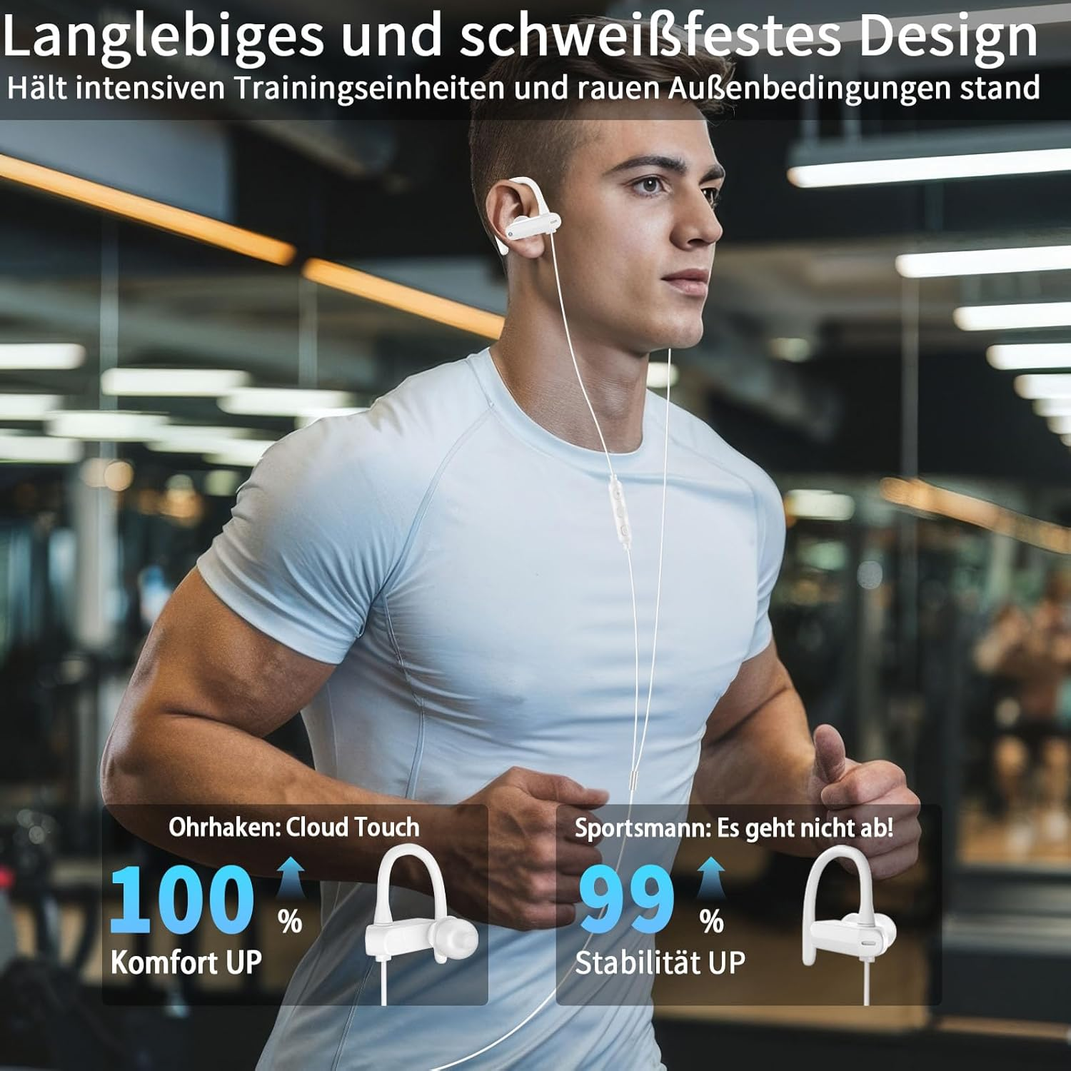 In-Ear Headphones with Cable Sport with Ear Hooks 1.8 M Microphone and Volume Control 3.5 Mm Headphones for Samsung A25 Iphone Ipad Hi-Fi Sound for MP3 MP4 Laptop Gaming Office Workout Music Travel