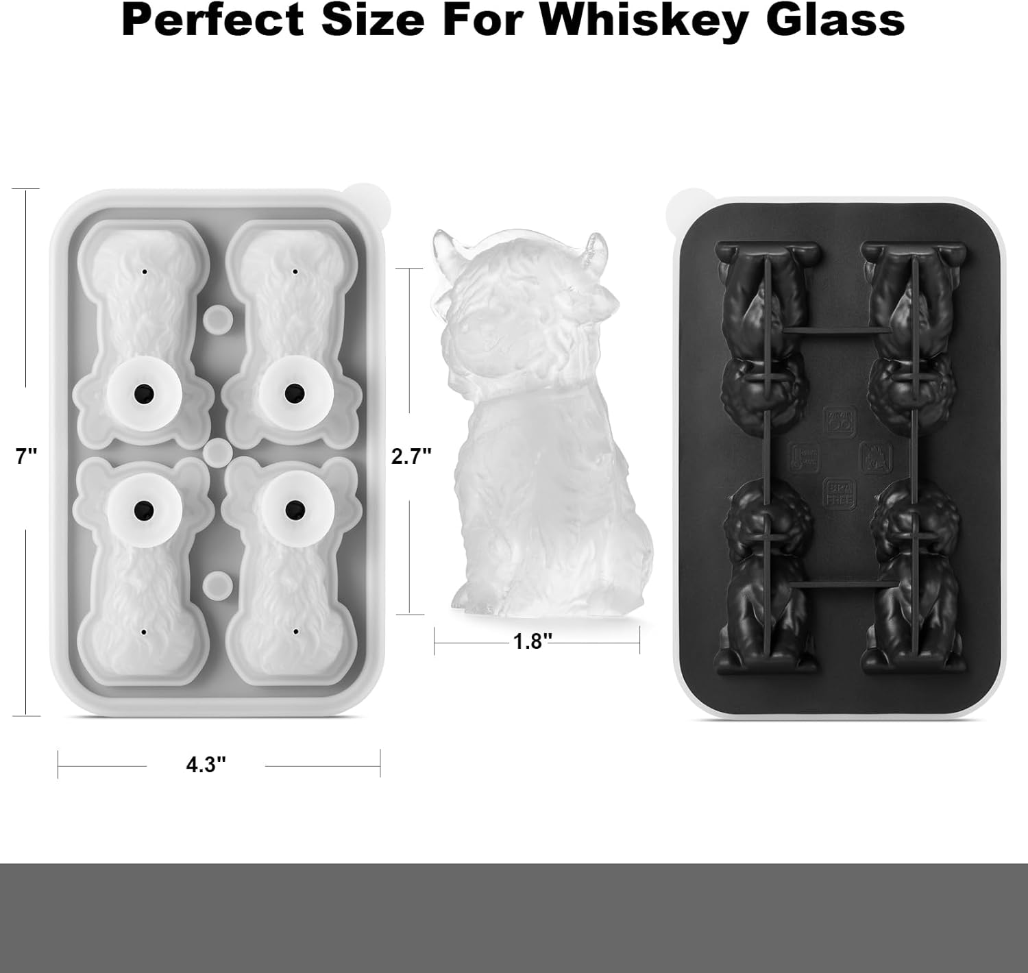 3D Highland Cow Ice Cube Tray Fun Shapes, Novelty Highland Cow Gifts, Holiday Stocking Stuffers for Men Women, Cute Highland Cattle Ice Mold for Whiskey,Cocktail,Bourbon
