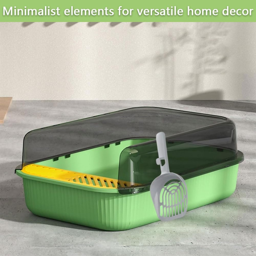 Open Top Cat Litter Box, Anti-Splashing Large Cat Litter Pan, Semi-Closed Removable Cat Cleaning Basin Kitten Toilet with Litter Sifting Scoop and Sides for Small & Medium Size Pets image number 2