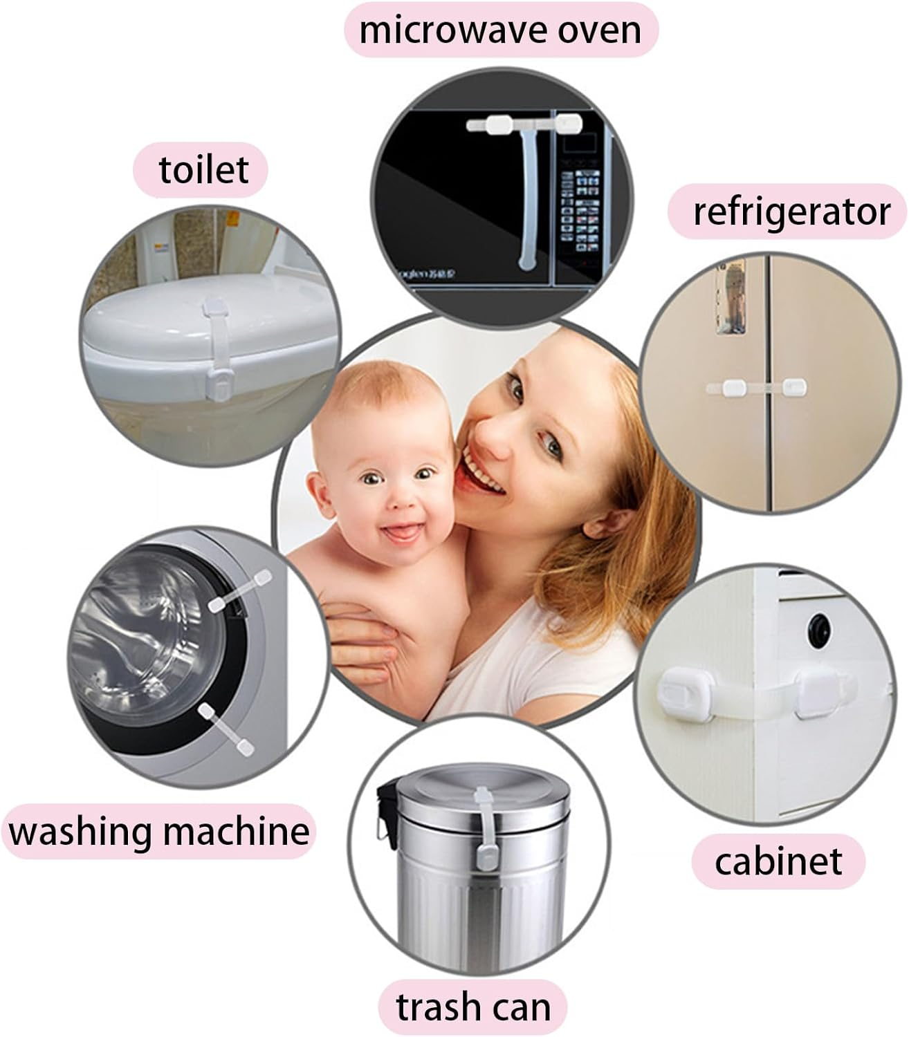 Yxvyxymyxxg​ Child Safety Locks - 6 Pack White Transparent Design Blends with Furniture, Prevents Access to Sharp and Dangerous Items, for Nursery, Living Room and Office