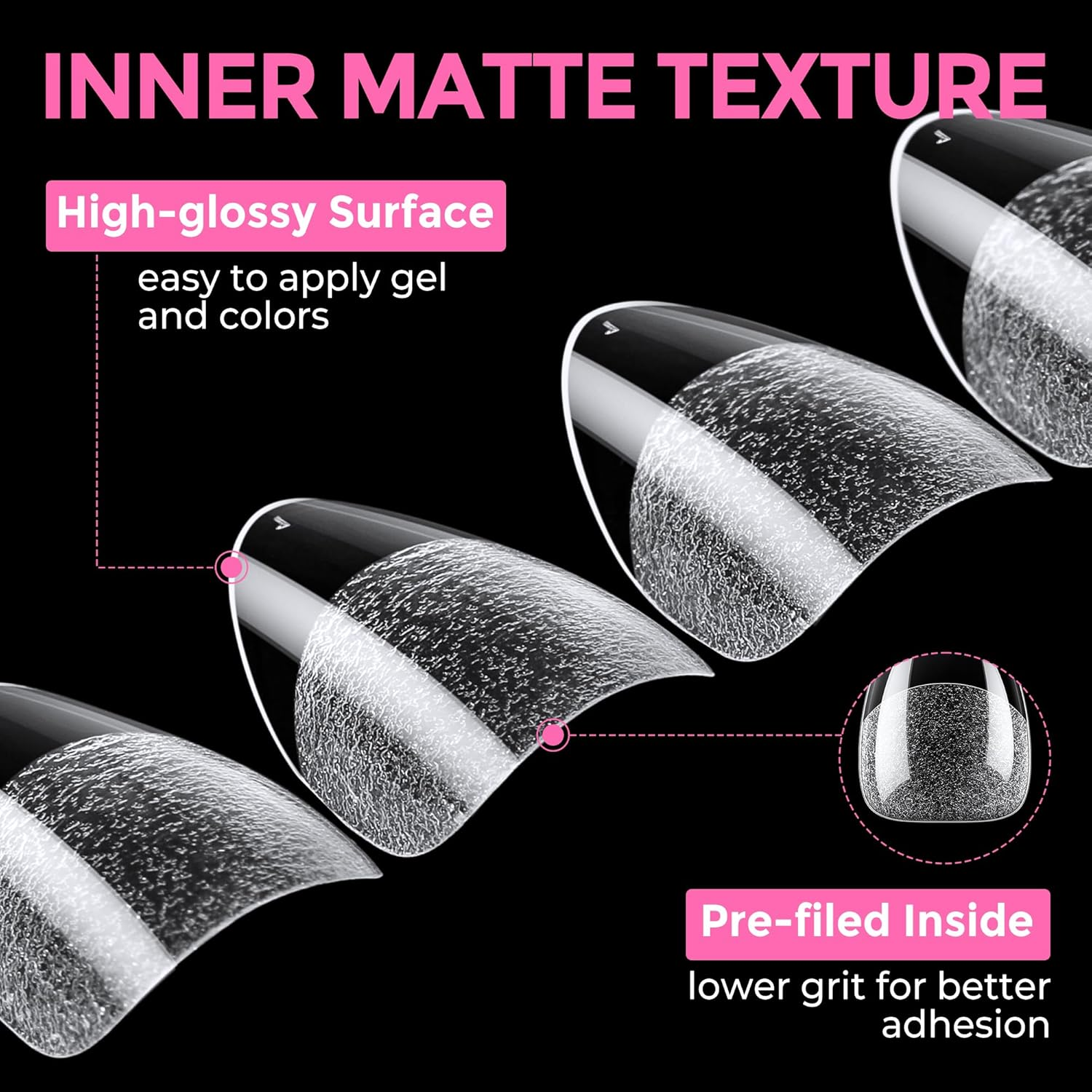 UNA GELLA Short Almond Fake Nails 216Pcs Pre-Shape Gel Acrylic Nail Tips for Full Cover Nail Extension Home DIY Nail Salon 12 Sizes Gelly Tips image number 2