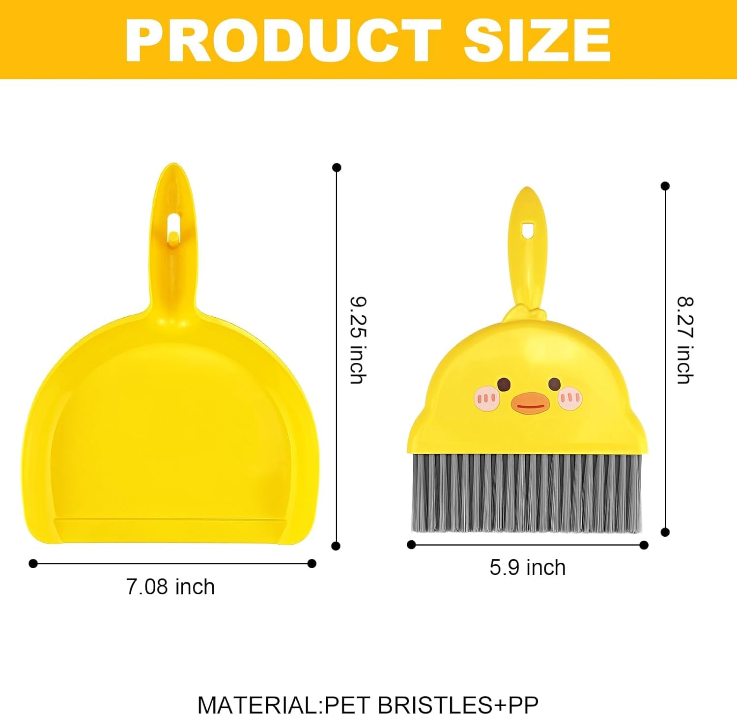 Small Broom and Dustpan Set,1Pc Dust Pan and Brush Set,Cute Little Yellow Hand Mini Broom and Dustpan Set,Small Dust Pan Mini for Tabletop Debris,Keyboards&Clean Pet Cages Guinea Pig Cage(Chick) image number 1