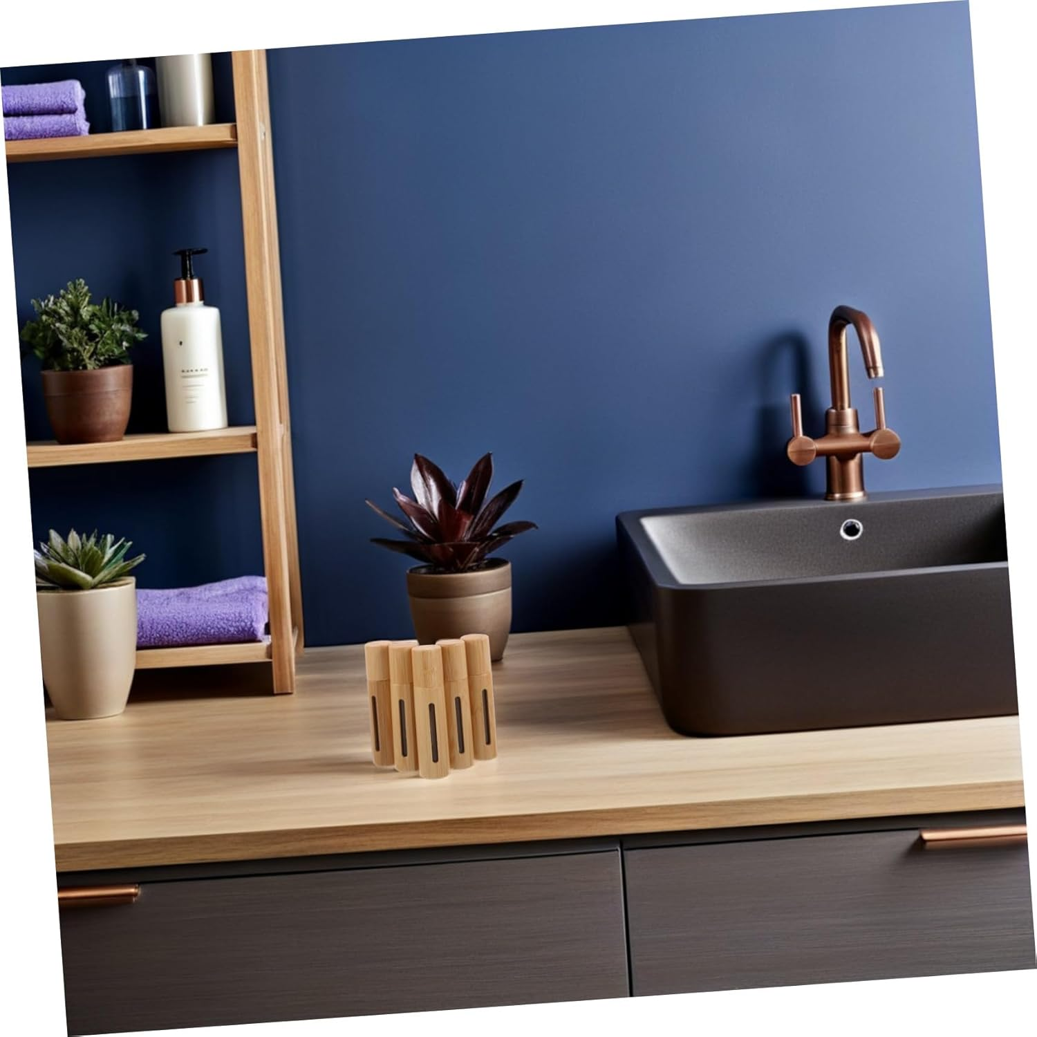 MERRYHAPY 5Pcs Bamboo Bottles for Travel Essential Oils Perfume Refillable Portable Fragrance Containers with Smooth Roller for Precise Application