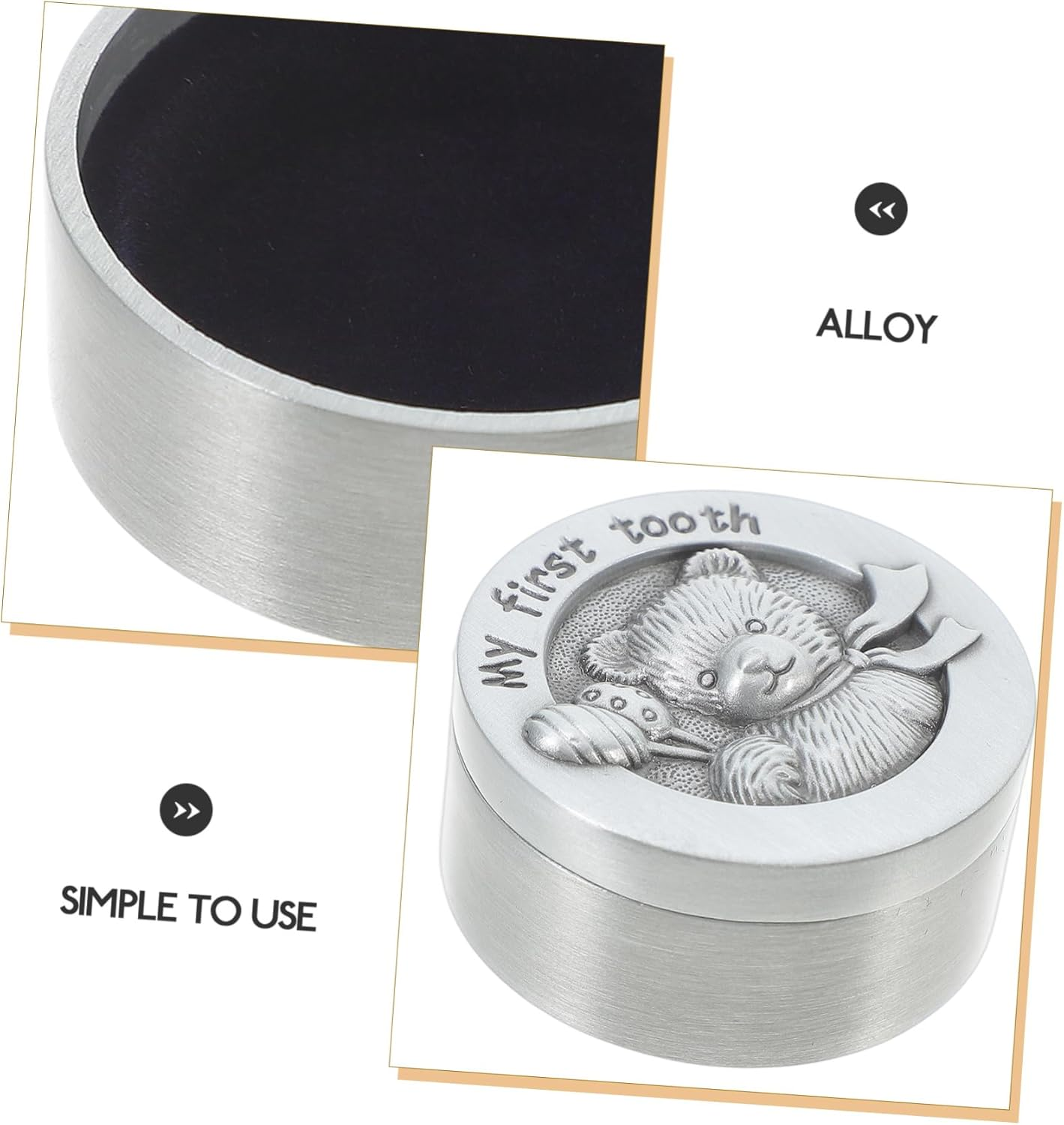 Baby Tooth Box First Tooth Holder Vintage Metal Keepsake Box for Newborns Trinket Organizer for Girls image number 3