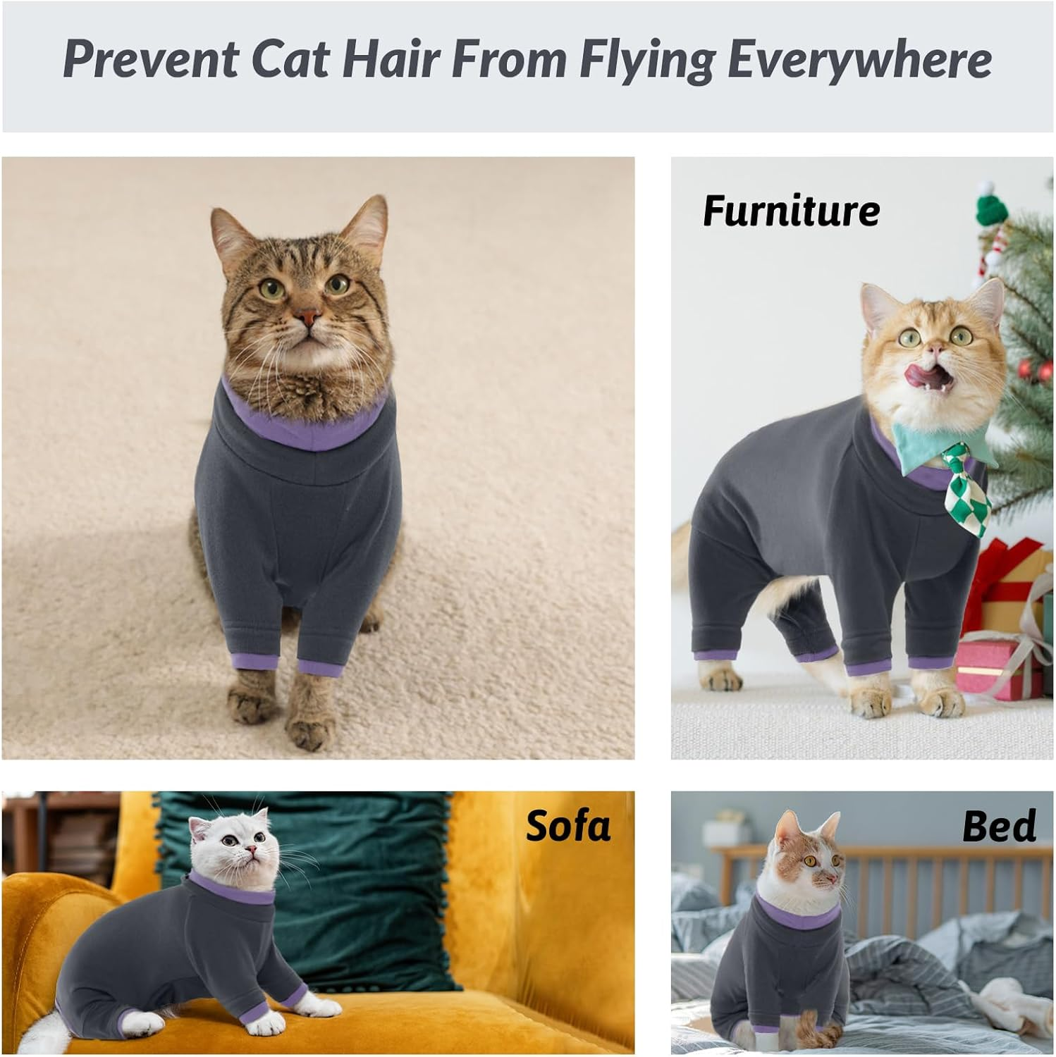 Cat Clothing, Jumper Cat Warm Vest Cat Pyjamas Jumpsuit Onesie Cat Winter Coat Jacket Cat Costume (Black, XL) image number 5