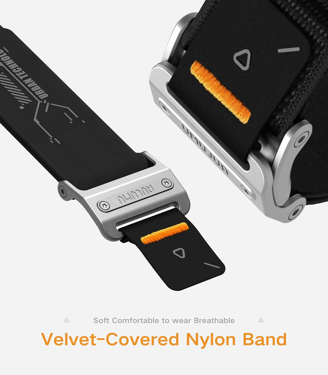 Aulumu A11 Mag Buckle Slim Band Designed for Apple Watch | Memory Quick Release | Velvet Nylon Braid | Stainless Steel Magnetic Clasp - Carbon Gray image number 3