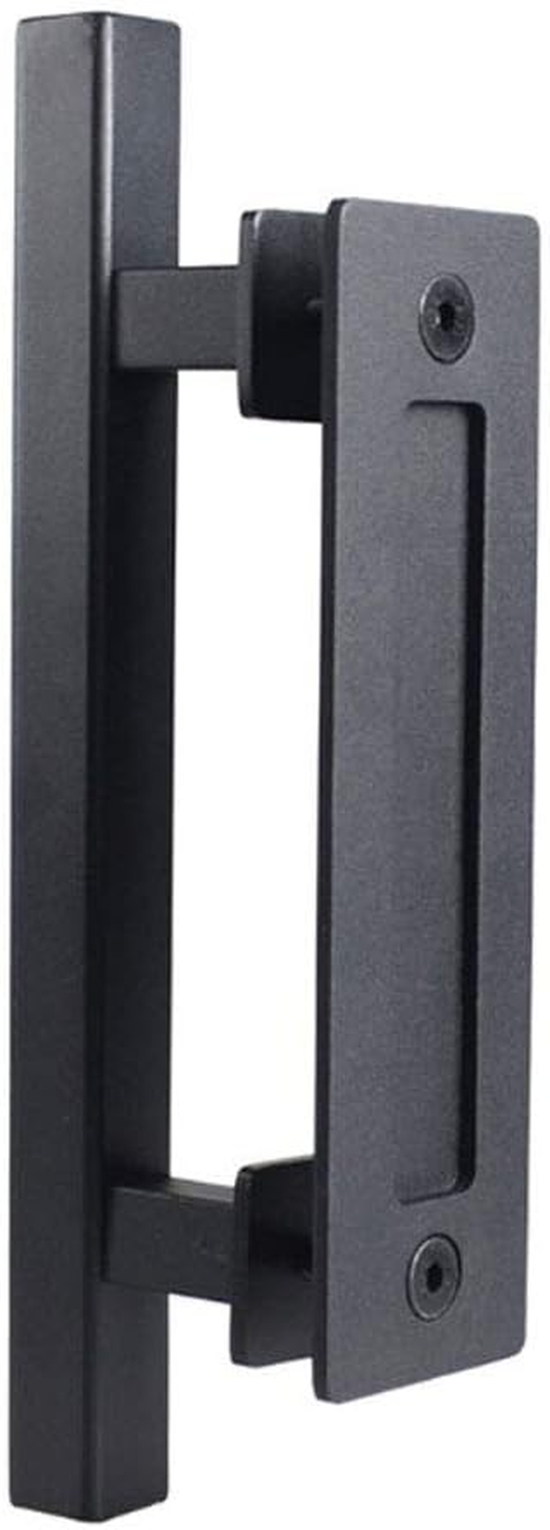 NUZAMAS Stainless Steel Door Handle, Sliding Barn Door Handle, Pull and Flush Set Single Square Handle Hardware -Black image number 2