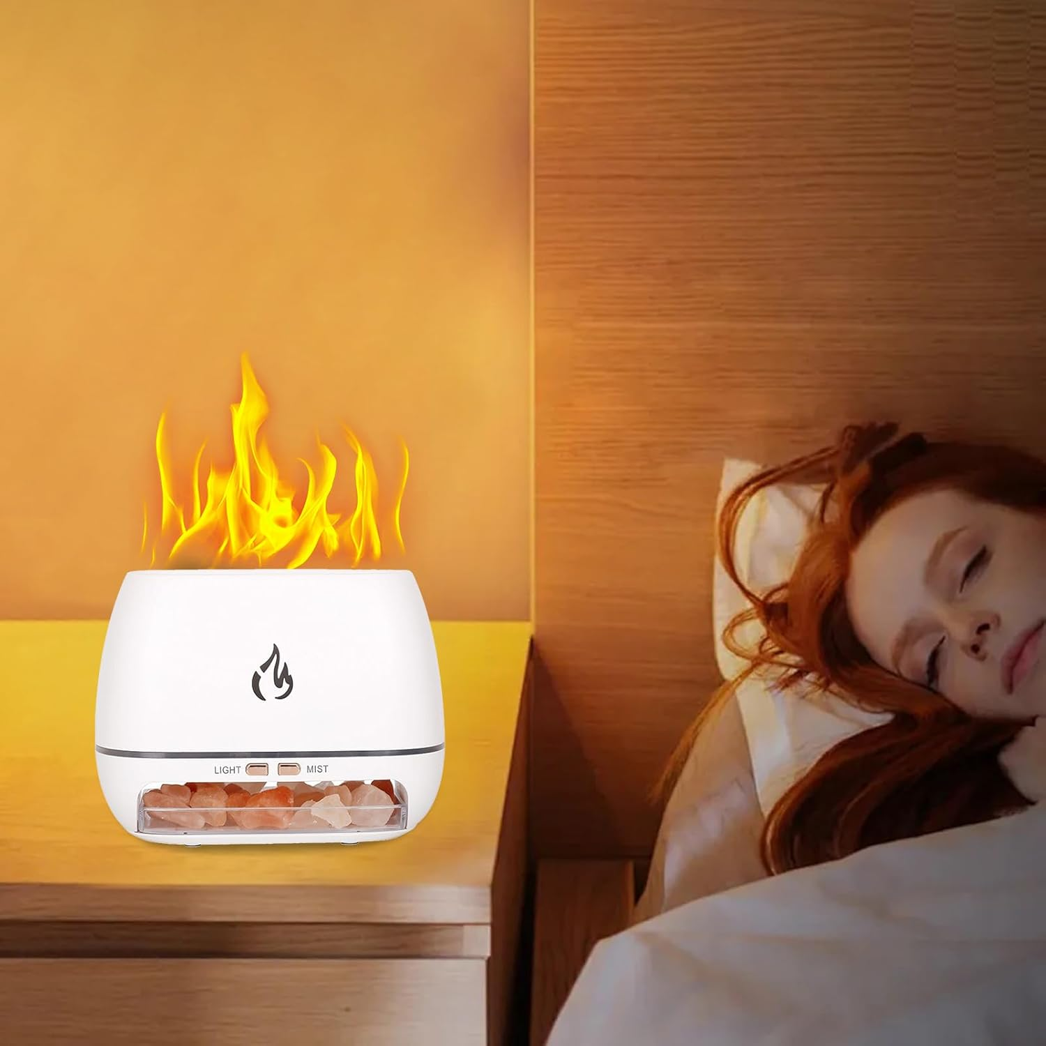 JIEBWCHA Ultrasonic Diffusers | Aroma Diffuser with Salt for Bedroom | Aromatherapy Humidifier with 7 Coloured Lights for Meditation Yoga Studio Spa Enthusiasts Bathroom Office