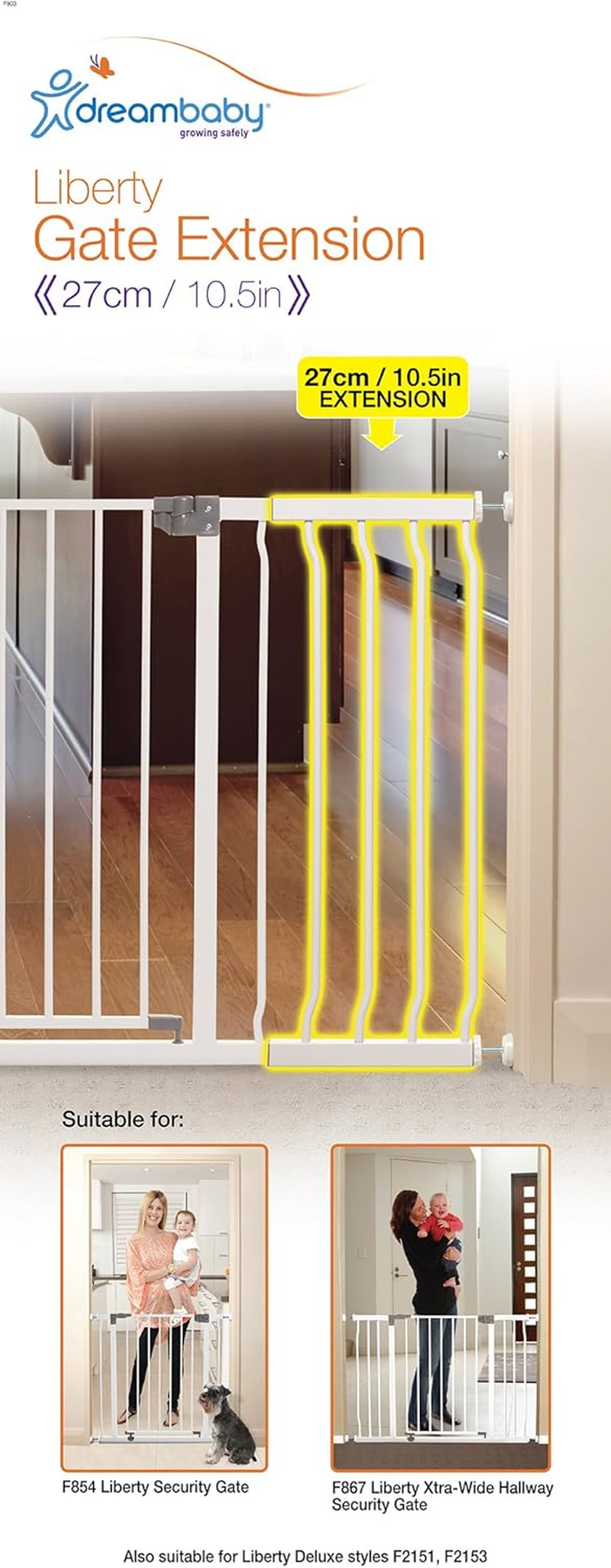 Dreambaby 3 Bar Liberty Gate Extension, 27 Cm Width, White image number 4