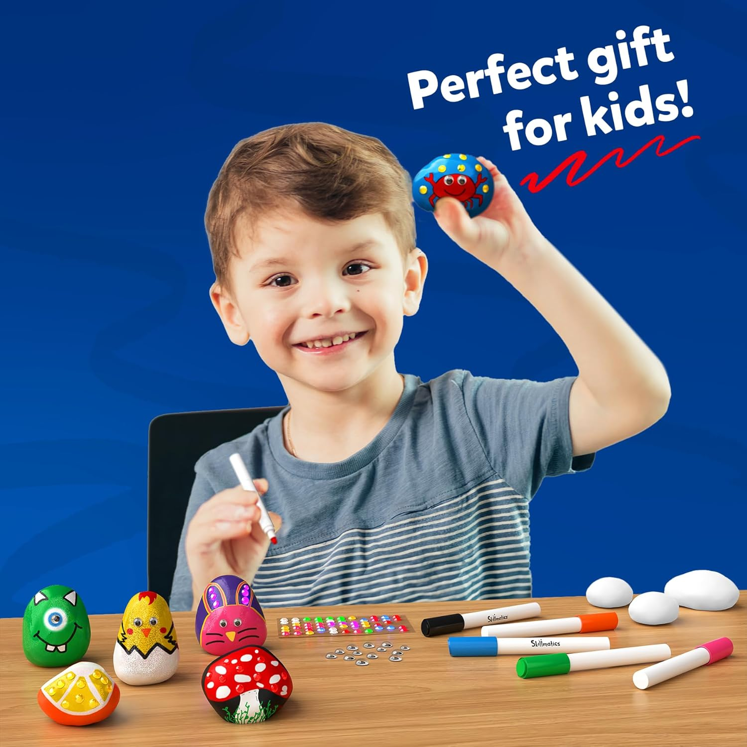 Skillmatics Rock Painting Kit - Mess-Free Art & Craft Activity for Girls & Boys, Craft Kits & Supplies, DIY Creative Activity, Gifts for Kids Ages 4, 5, 6, 7, 8, 9, 10, 11,12 image number 2