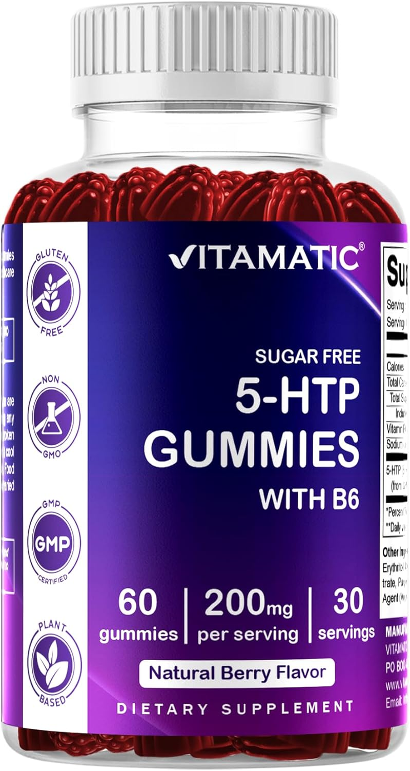 Vitamatic Sugar Free 5-HTP 200Mg Gummies with B6 per Serving - 60 Pectin Based Gummes image number 3