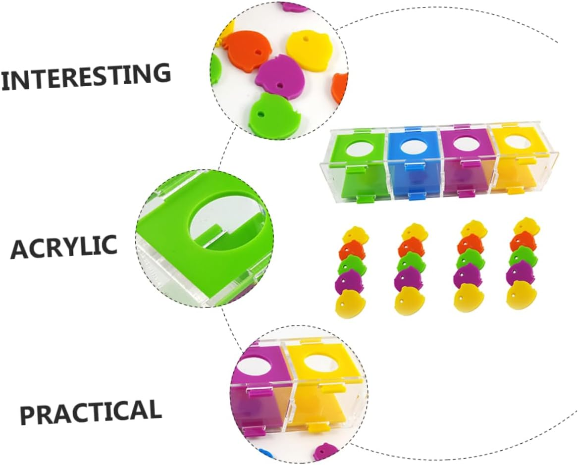 BAZEITFLOW 1Set Color Sorting Parrot Interactive Trick Prop for Bird with Color Coin Box Engaging Puzzle for Parrots Budgerigars Lovebirds image number 2