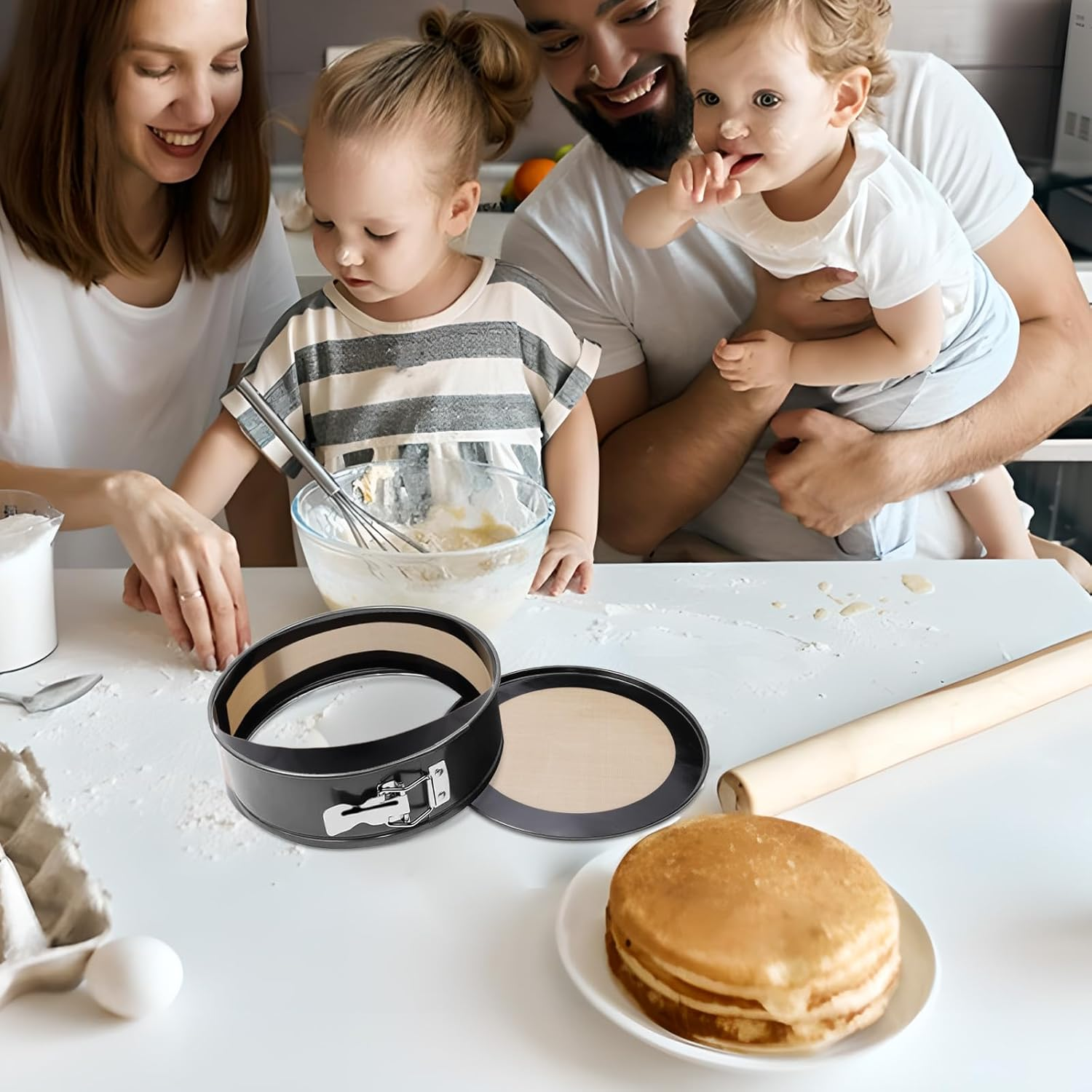 Silicone Baking Mat for Springform Pan 9 Inch, Silicone Baking Sheet, Baking Mats for Cheesecake Pans, Springform Pan Protector, Non Stick Baking Mat, Baking Tools (Black, Gray) image number 2