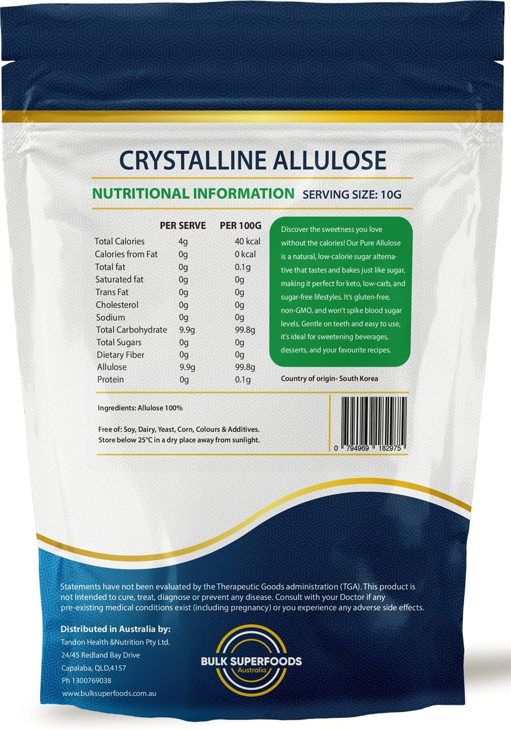 Crystalline Allulose 1 Kg by Bulk Superfoods image number 1