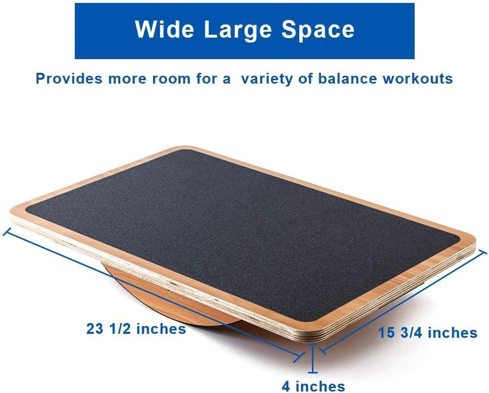 Strongtek Professional Wooden Balance Board, Rocker Board, Wood Standing Desk Accessory, Balancing Board for under Desk, anti Slip Roller, Core Strength, Stability, Office Wobble Boards &hellip; image number 2