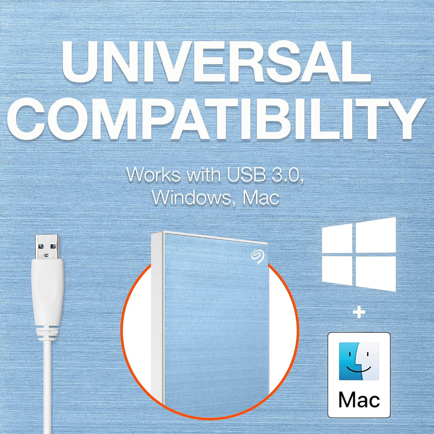 Seagate One Touch Portable External Hard Disk Drive with Data Recovery Services, 4TB, Blue - Grey, 4Tb image number 4