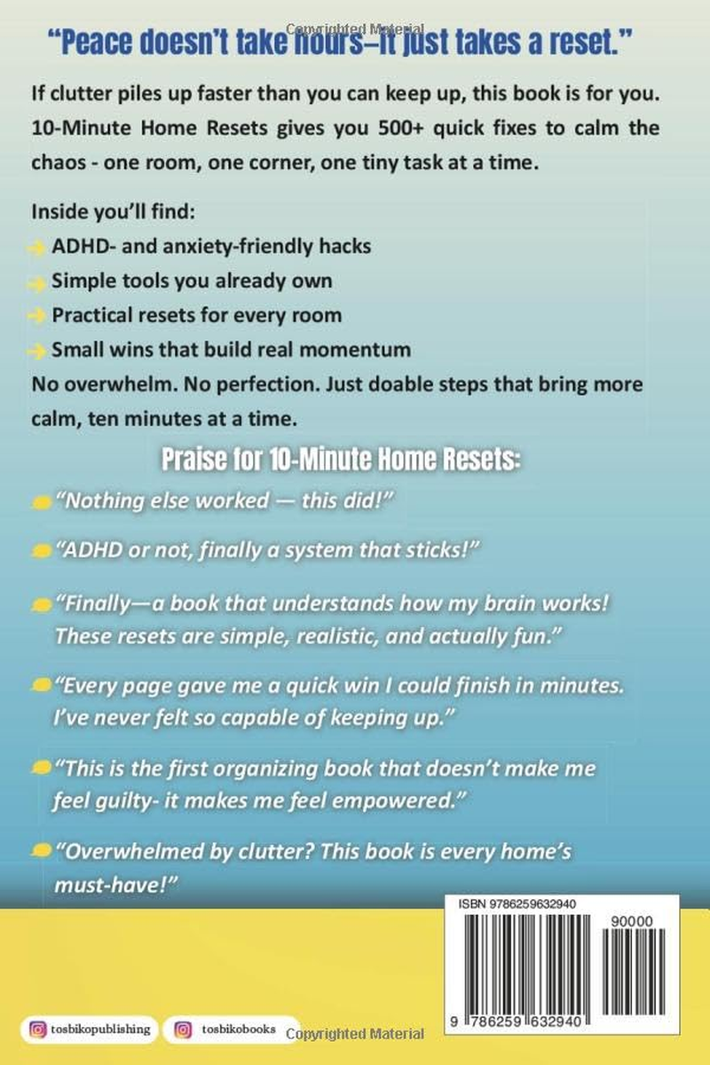 ADHD & Anxiety Friendly 10-Minute Home Resets: 500+ Quick Fixes and Adult ADHD Organization Tools to Declutter, Reduce Stress, and Stay Focused image number 1