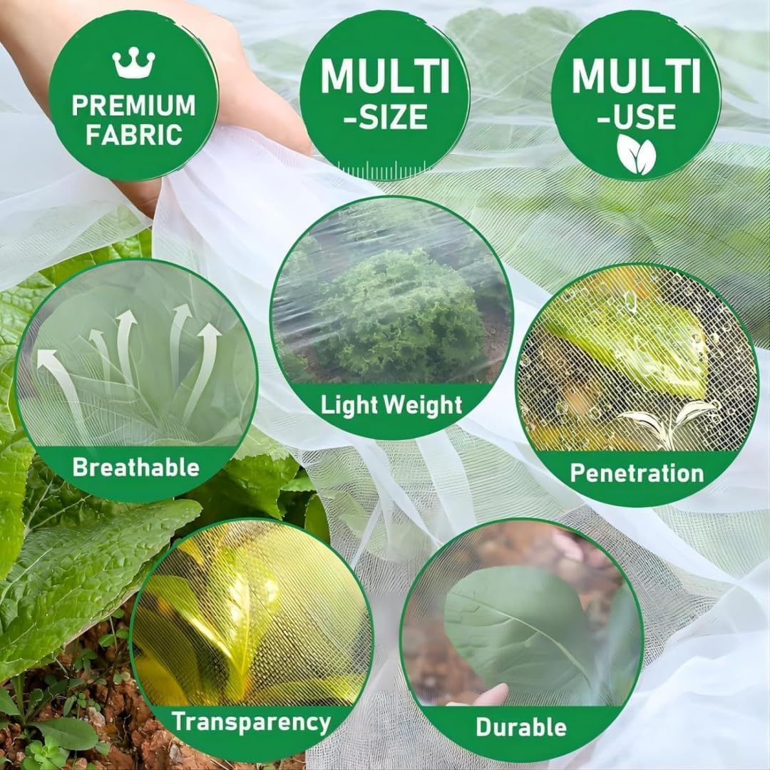 4 Pack Garden Netting Insect Bird Barrier Mesh with Drawstring Tomato Protective Cover Plant Bag for Vegetables Fruits Blueberry Flower from Insect Bird Eating image number 5