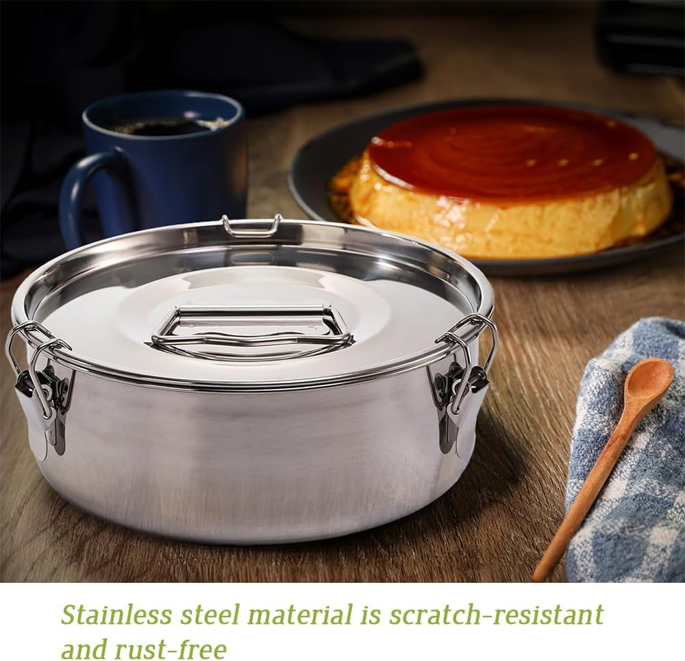 Fruit Pie Pan Set with Lid, Stainless Steel Pie Mold, Multi-Function Instant Pot with Lid, Cake Fruit Pie Mold, Egg Tart Pan, Suitable for Home, Kitchen, Restaurant, Cake Shop image number 1