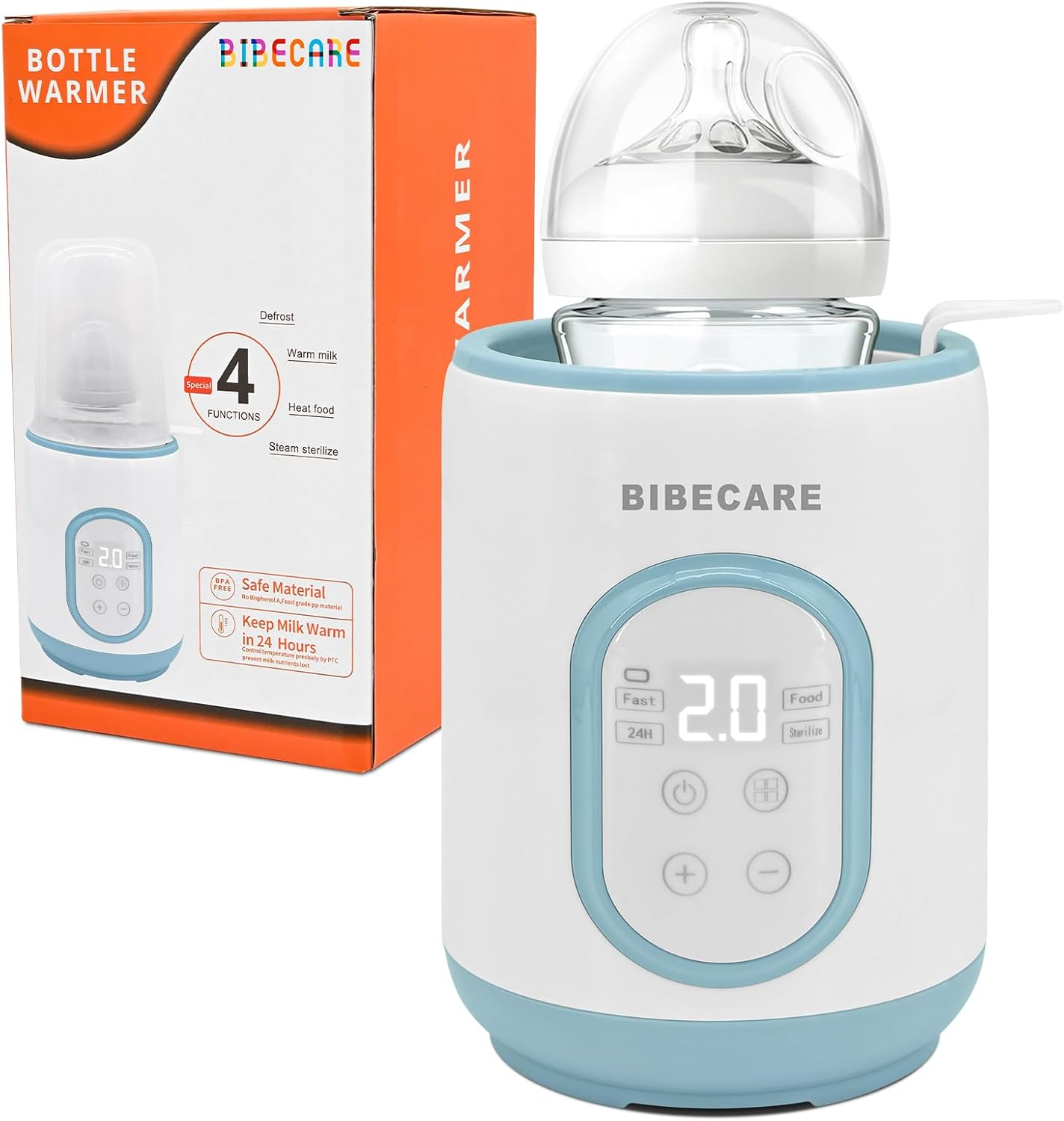 Bottle Warmer, Baby Fast Bottle Warmer for Breastmilk & Formula with Temp Display&Timer Function, Volume-Based Heating for 60ML&ndash;240ML Bottles, Accurate Temp Control, Keep Warm 48H