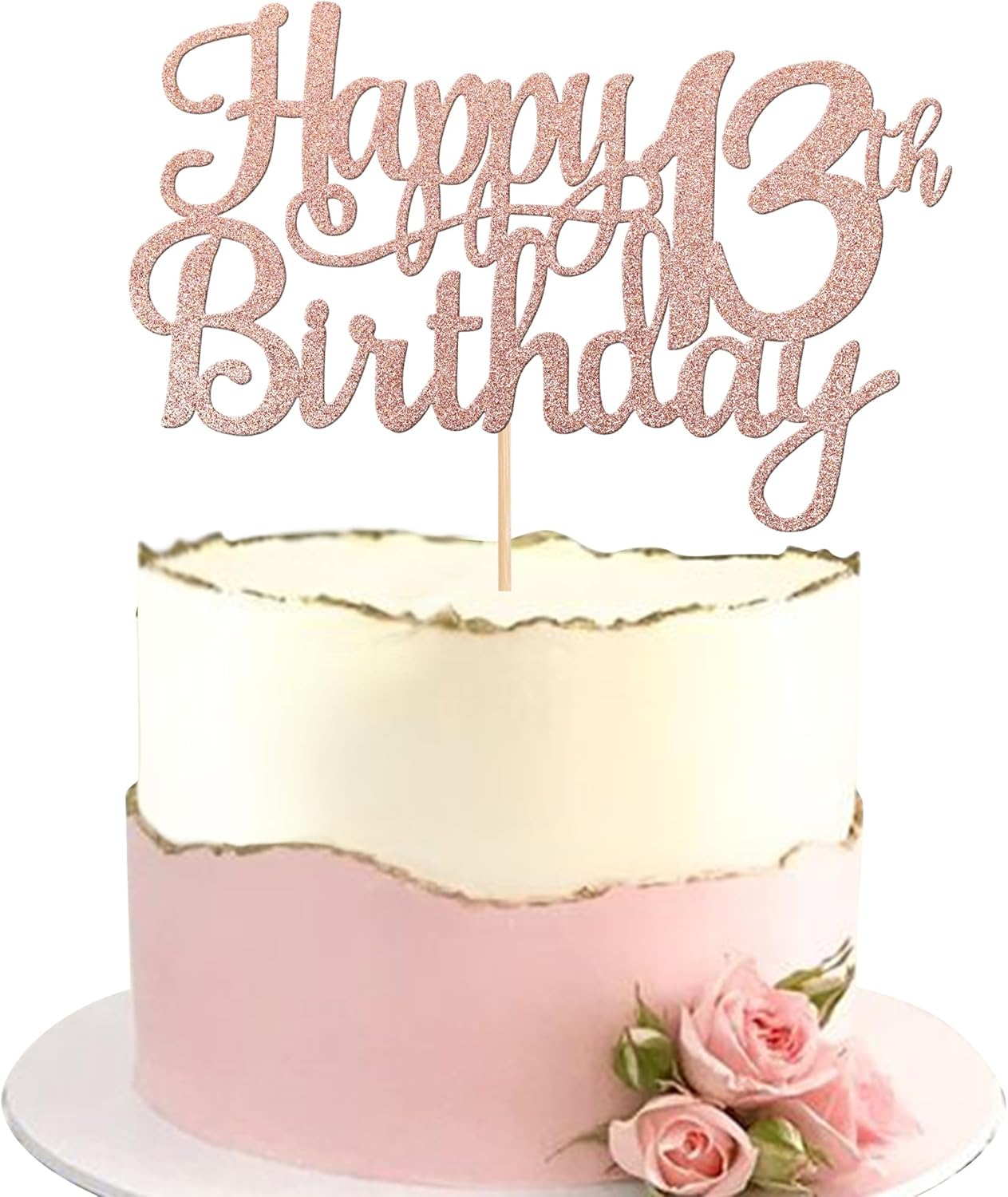 1 PACK Happy 18Th Birthday Cake Topper Glitter Cheers to 18 Years Birthday Cake Pick 18 Fabulous Cake Decoration for Happy 18Th Birthday Theme Party Decorations Supplies Rose Gold