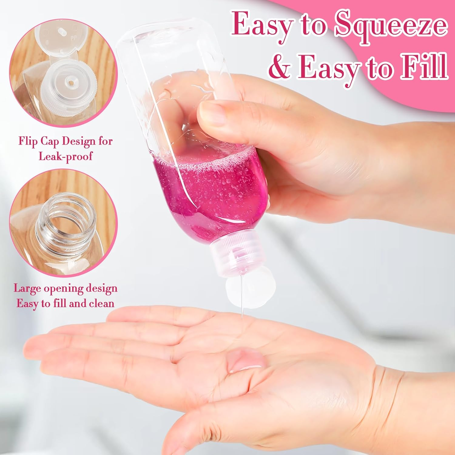 5 Pack 3.4 Oz Clear Travel Bottles Kit - TSA Approved, Leak Proof, Reusable - Perfect for Toiletries, Travel, Business Trips, Fitness Centers, Beaches, Camping - 100Ml PET Bottles