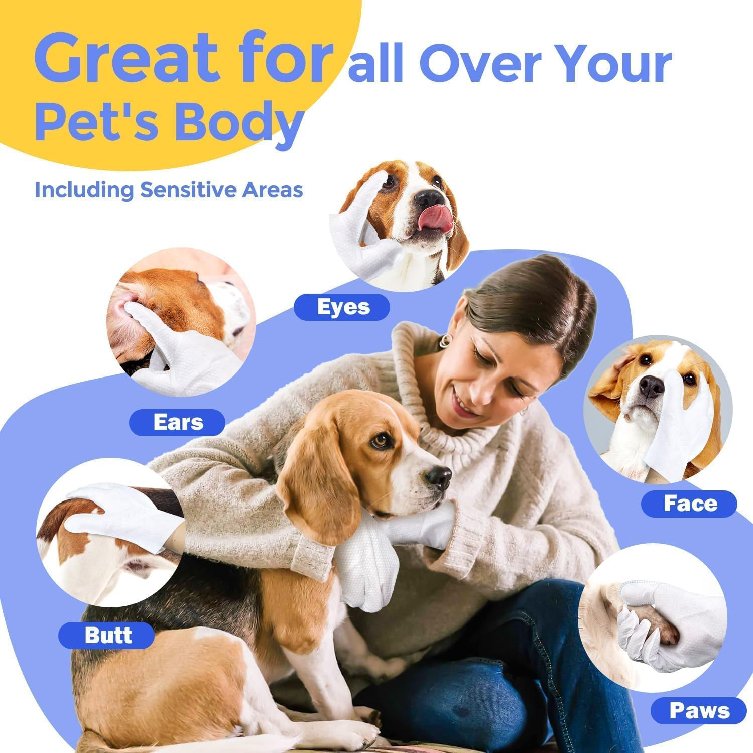 Deodorizing & Cleaning Pet Wipes Supplies for Dogs and Cats, Nourish Fur Coconut Oil Glove-Type Puppy/Cat Grooming Wipes for Multi-Pet Families, Daily Care in between Baths, 20 PCS - Original Scent image number 1