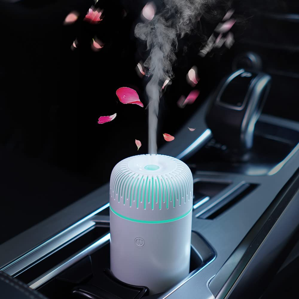 Car Diffuser Humidifier USB Aromatherapy Essential Oil Air Freshener USB Cool Mist Mini Portable Diffuser for Car Home Office Bedroom (White)